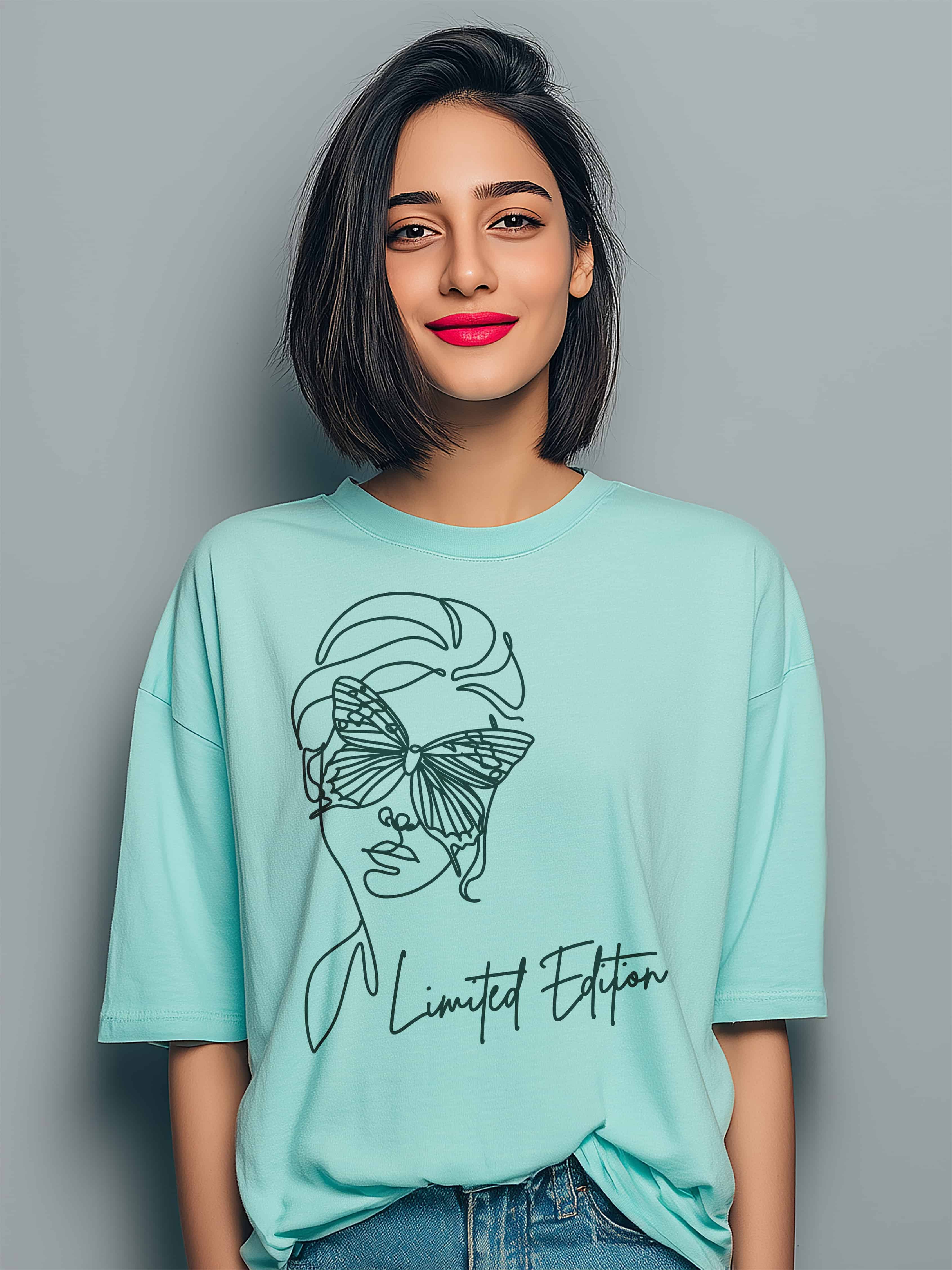 Abstract Butterfly Face Design- Limited Edition Women's Cotton Oversized T-Shirt