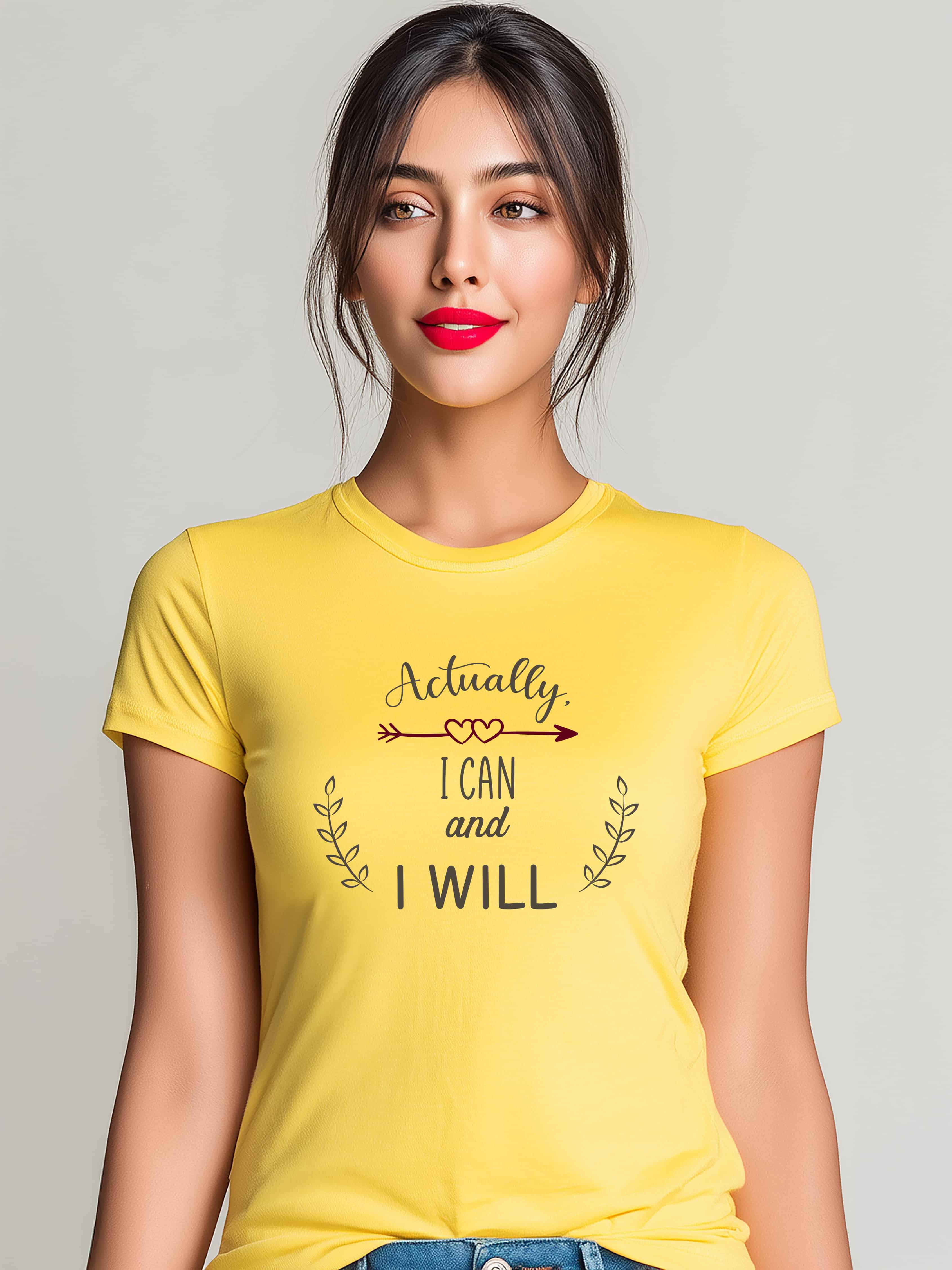 "I Can I Will" Cute Minimal Design Cotton T-Shirt