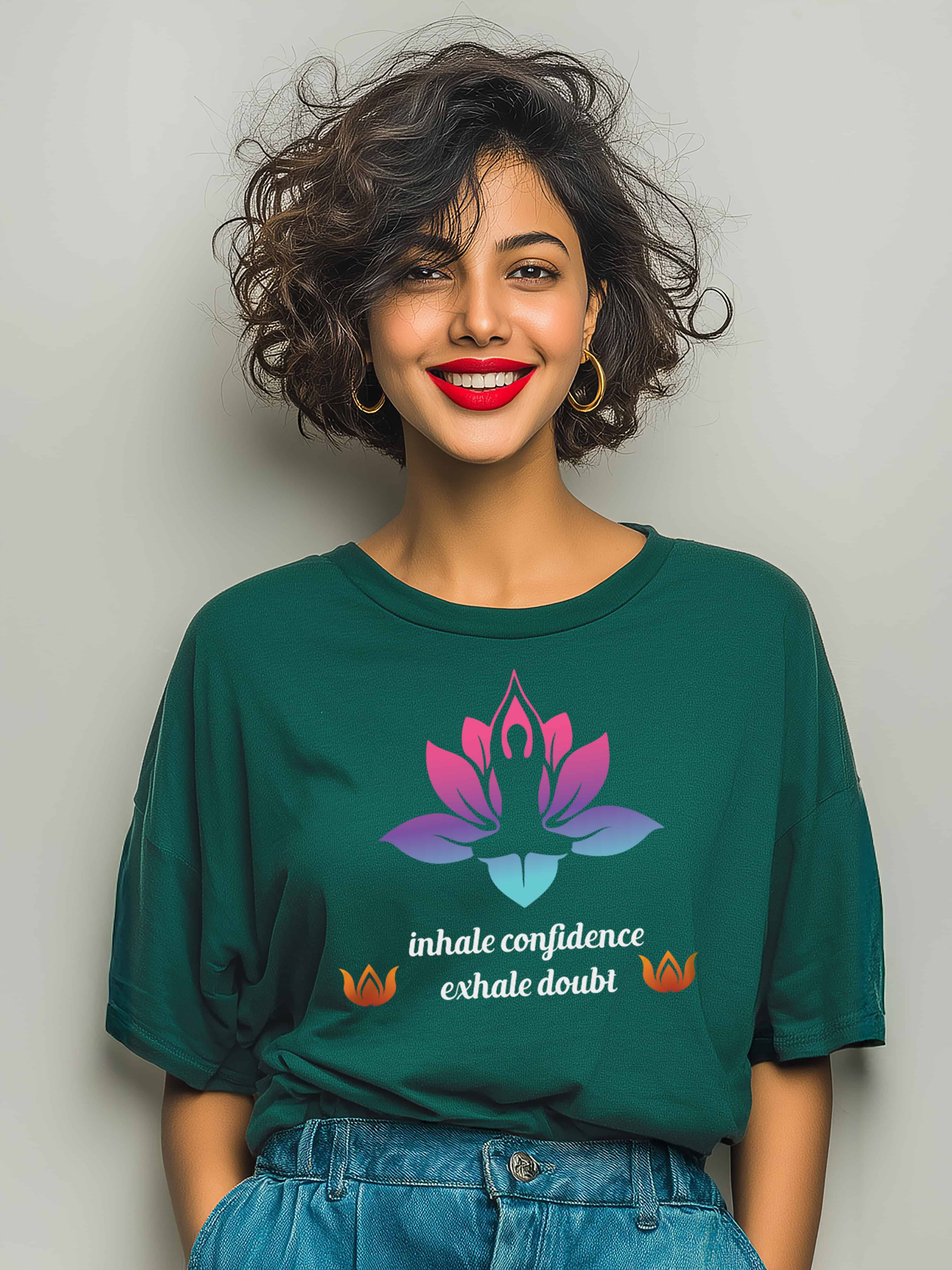 "Inhale Confidence, Exhale Doubt"  Women's Cotton Oversized T-Shirt