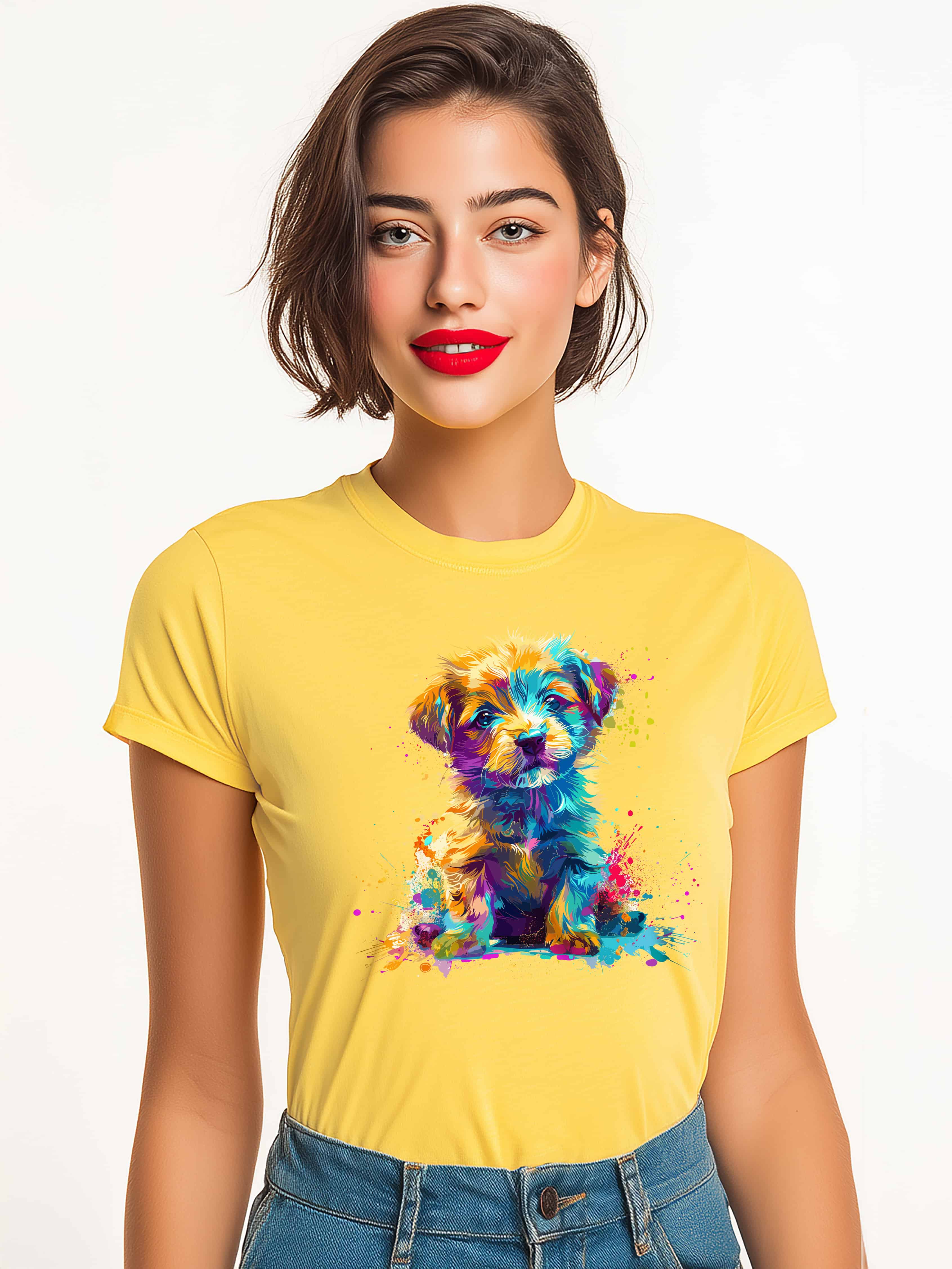 Colorful Puppy design Women's  Cotton T-Shirt