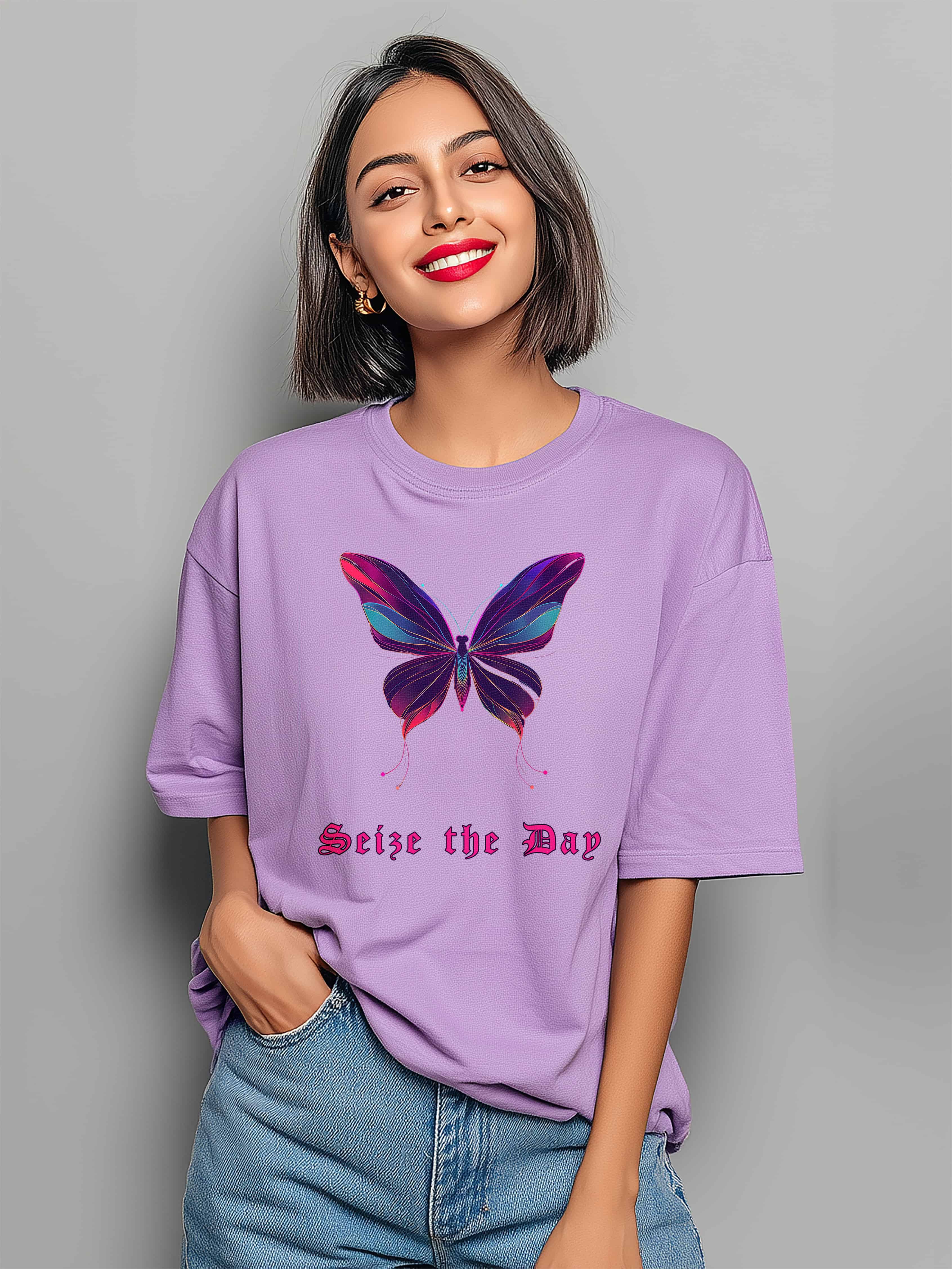 Butterfly Line Art Premium Oversized Cotton Tshirt