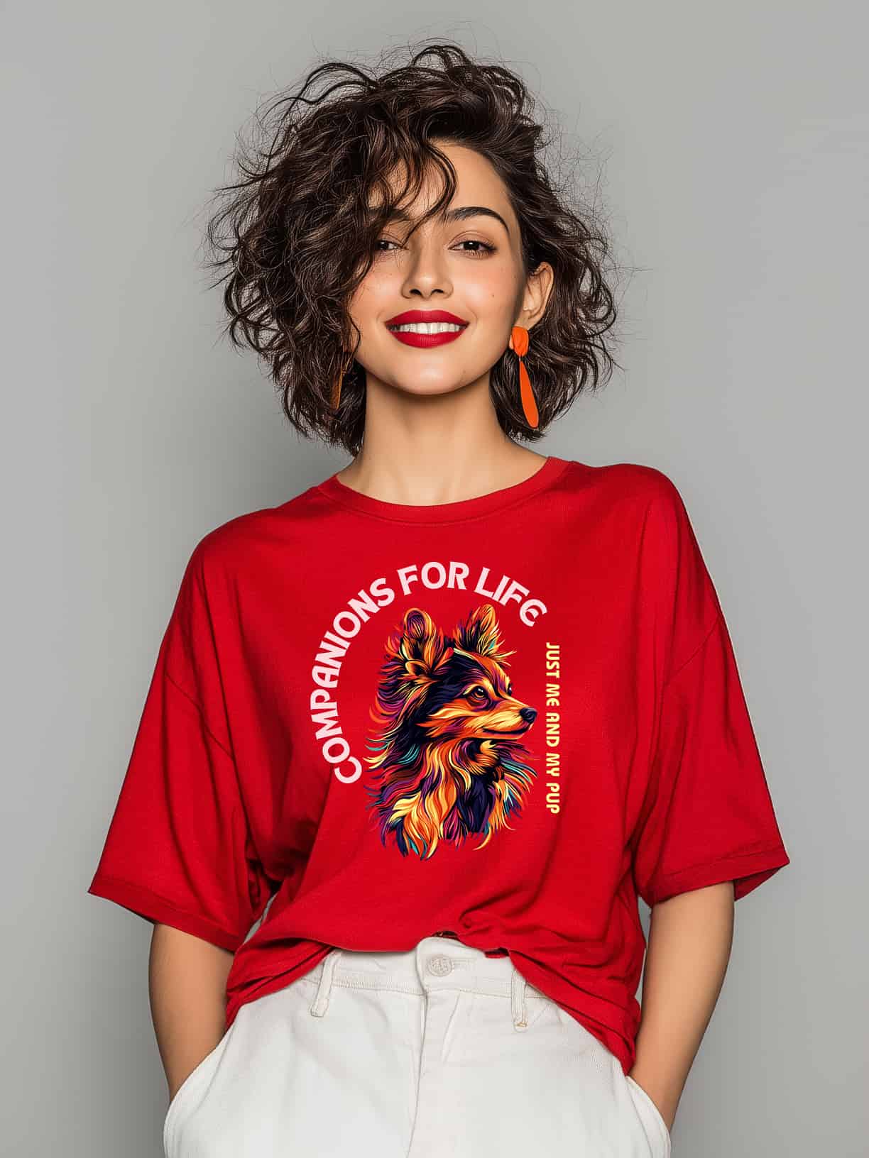 Companions for Life: Just Me and My Pup Women's Oversized Cotton Tee