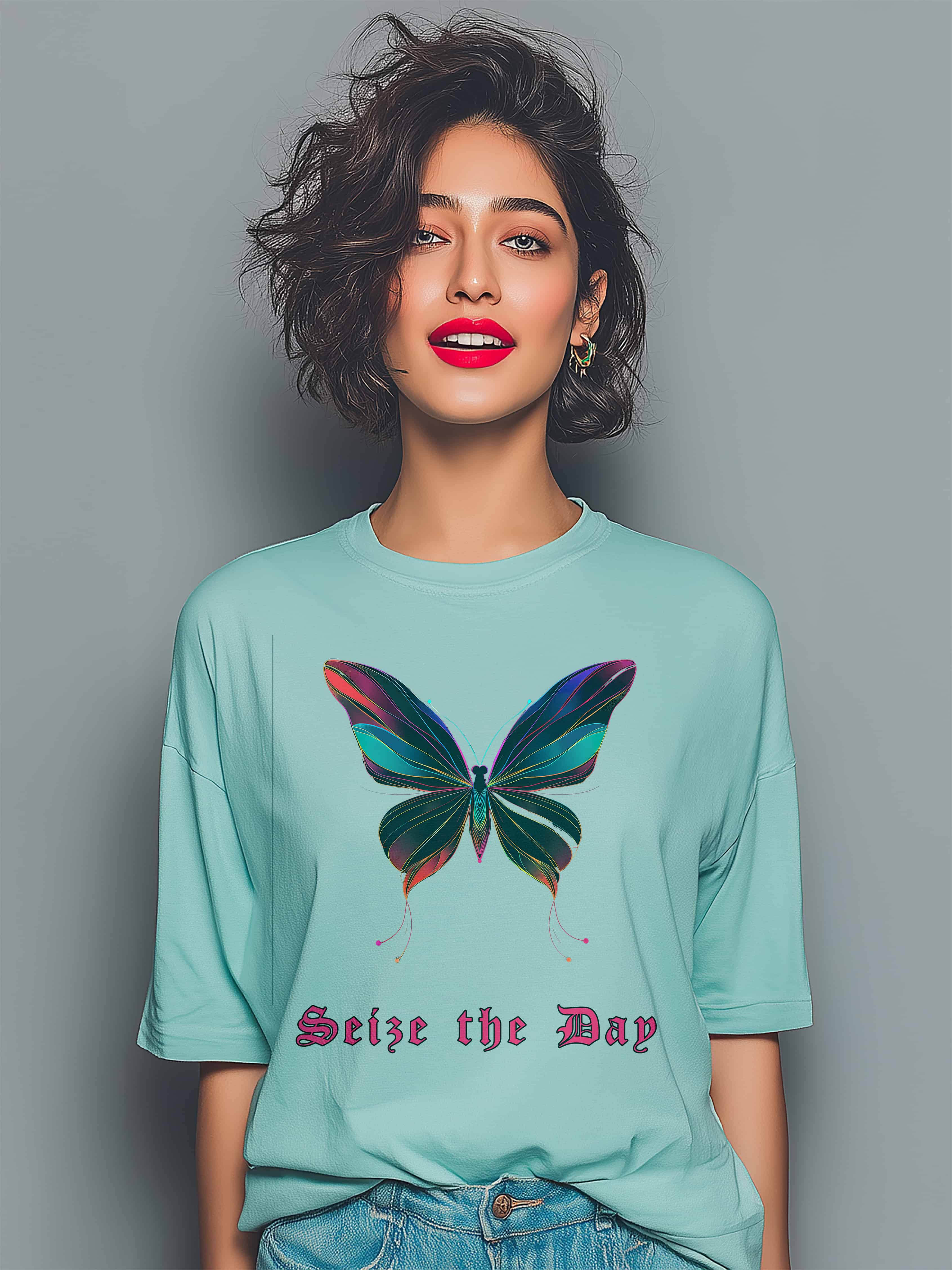 Butterfly Line Art Premium Oversized Cotton Tshirt