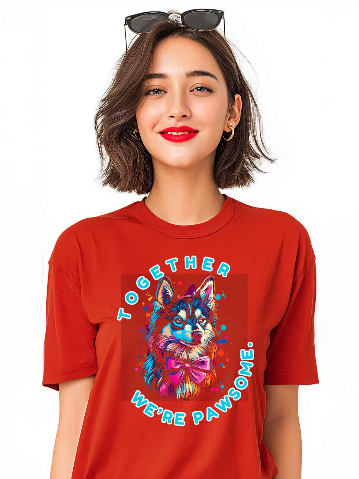 Together We’re Pawsome | Oversized Dog Graphic Cotton Tee