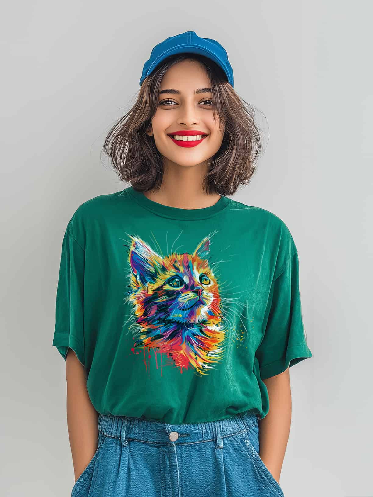 Adorable Cat Design Women's Oversized Tshirt