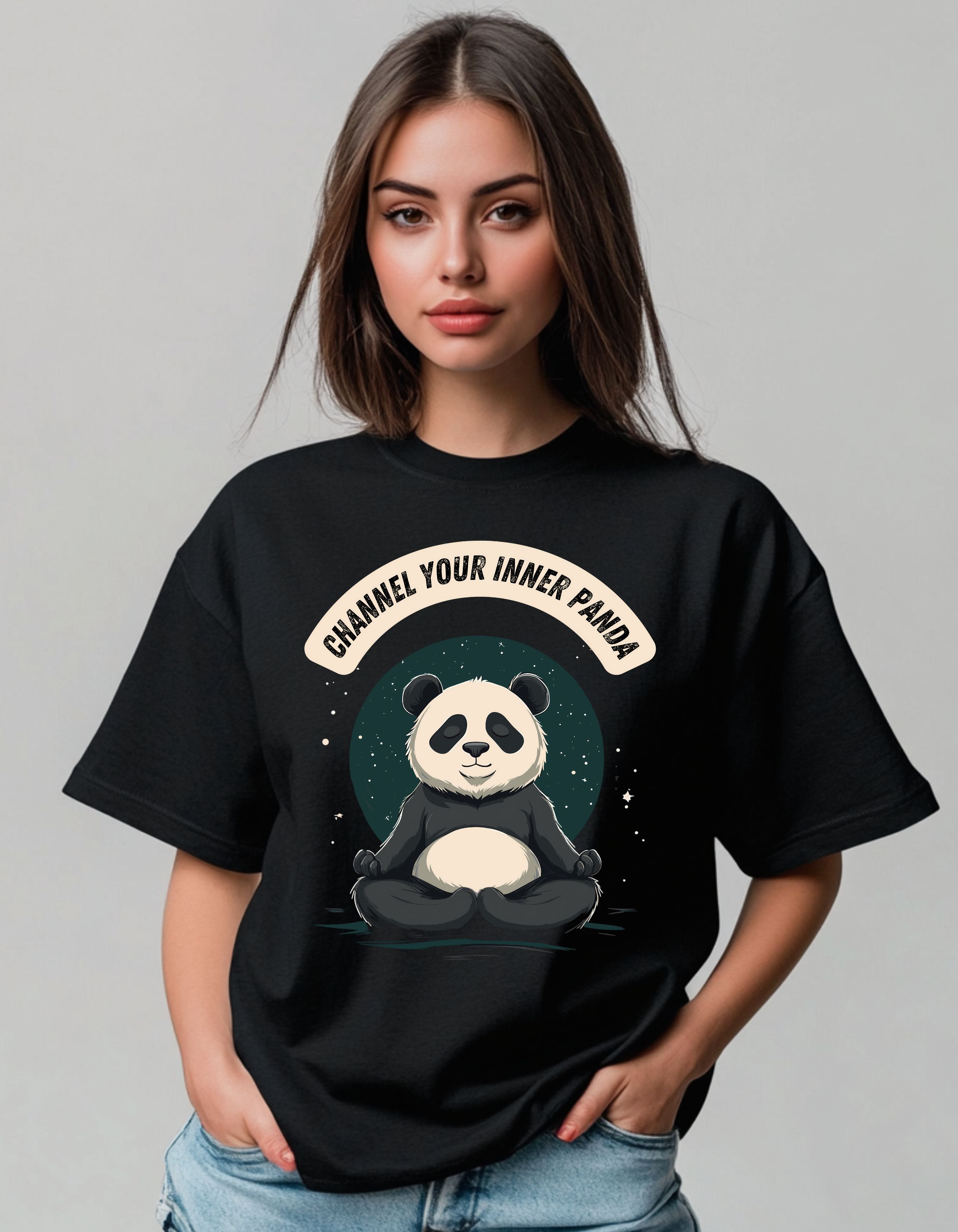 Channel Your Inner Panda T-Shirt | Oversized Women's Graphic Cotton T-Shirt