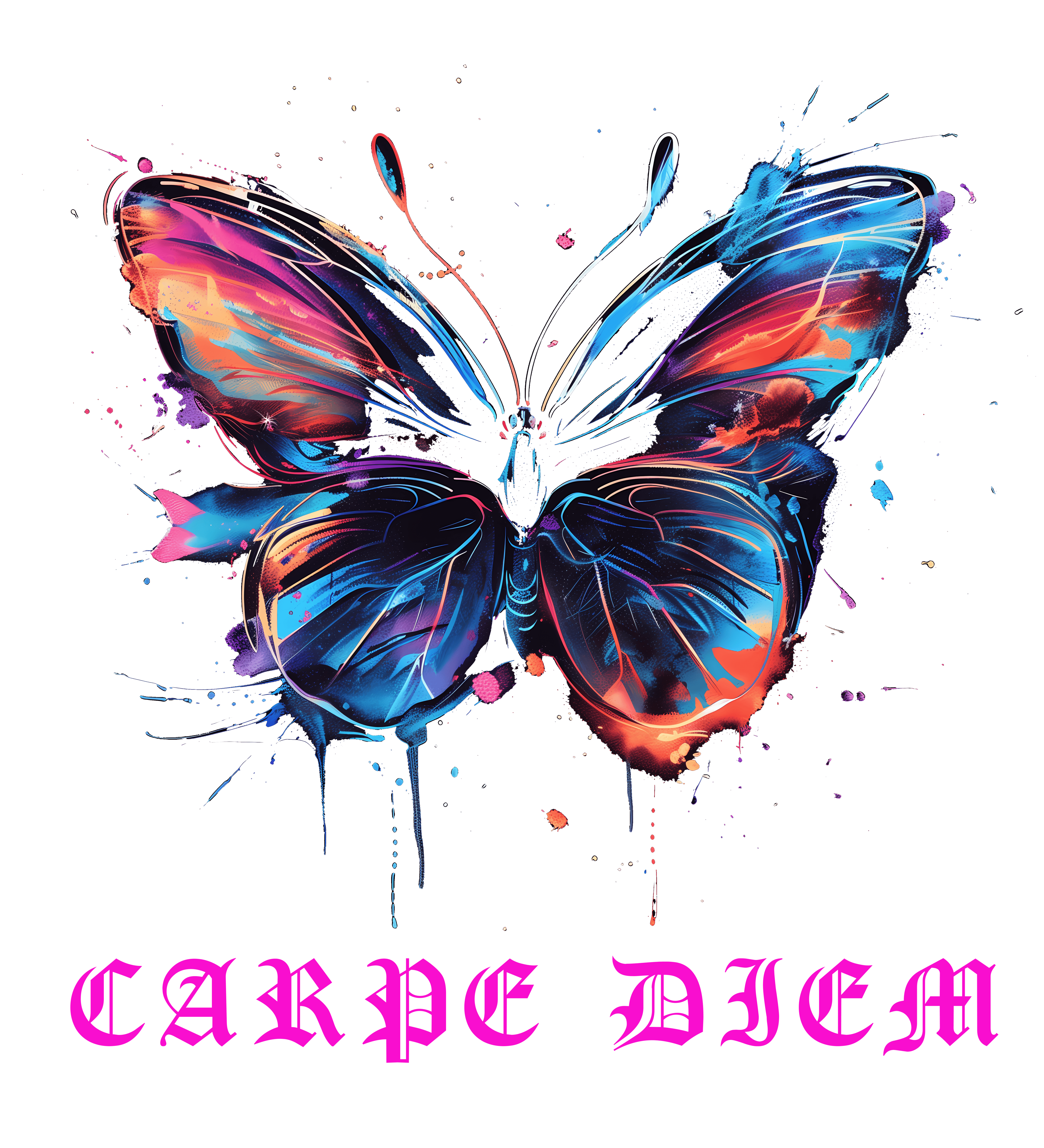Butterfly Neon Design Premium Oversized Cotton Tshirt