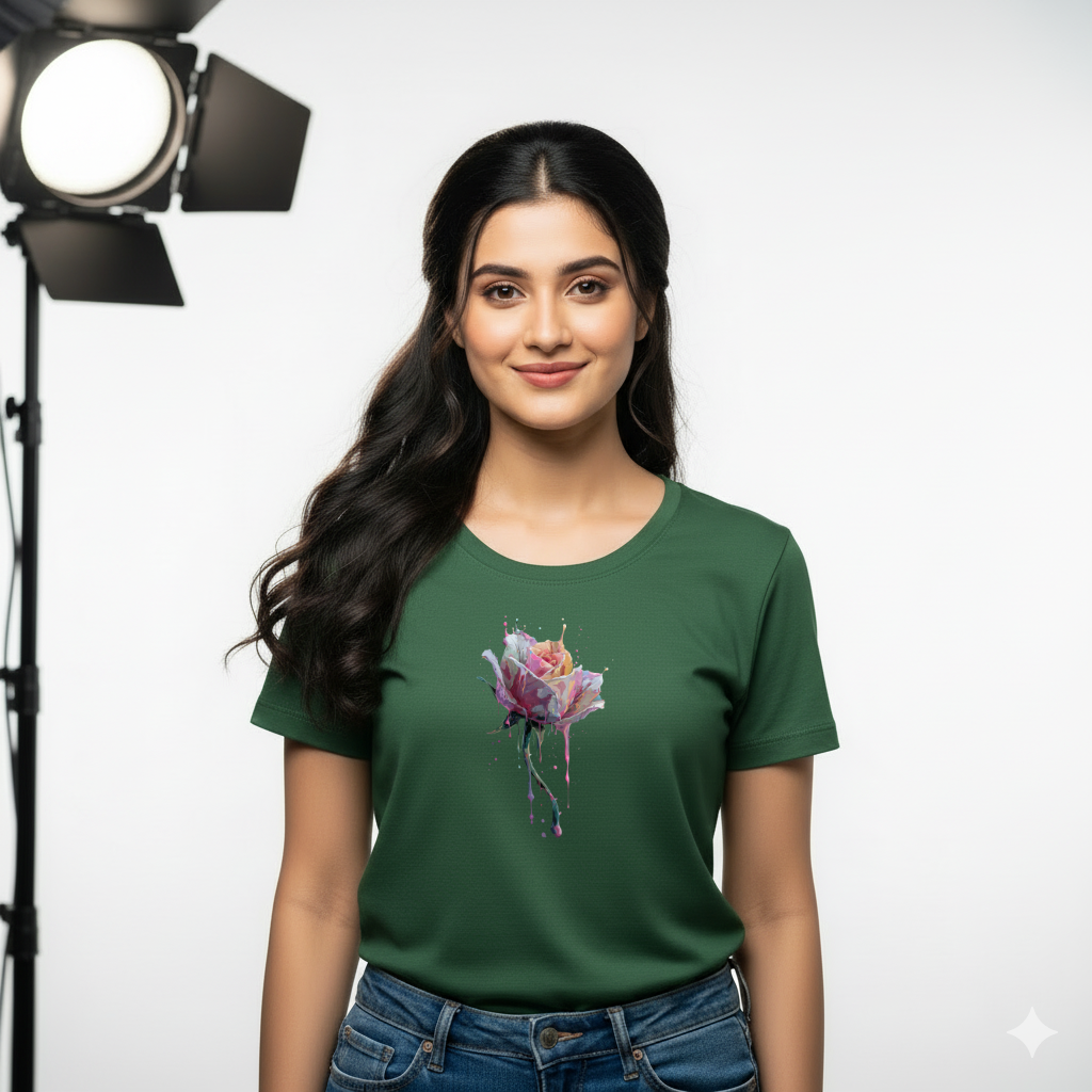 Ethereal Bloom – Cotton Round Neck T-Shirt