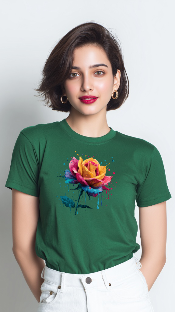 Drip Bloom – Cotton Round Neck T-Shirt