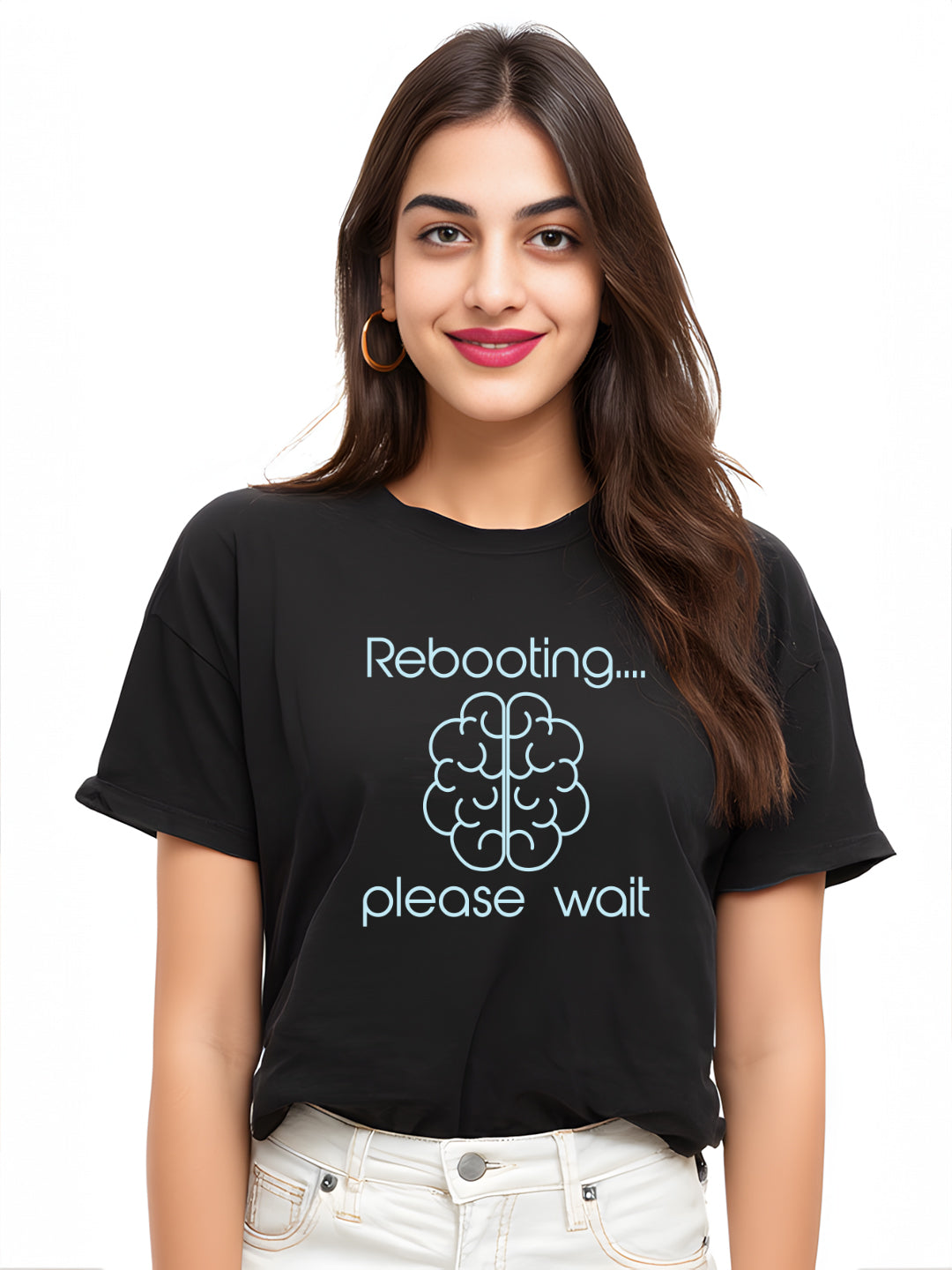 Women's Cotton Oversized Tee - Rebooting... Please Wait
