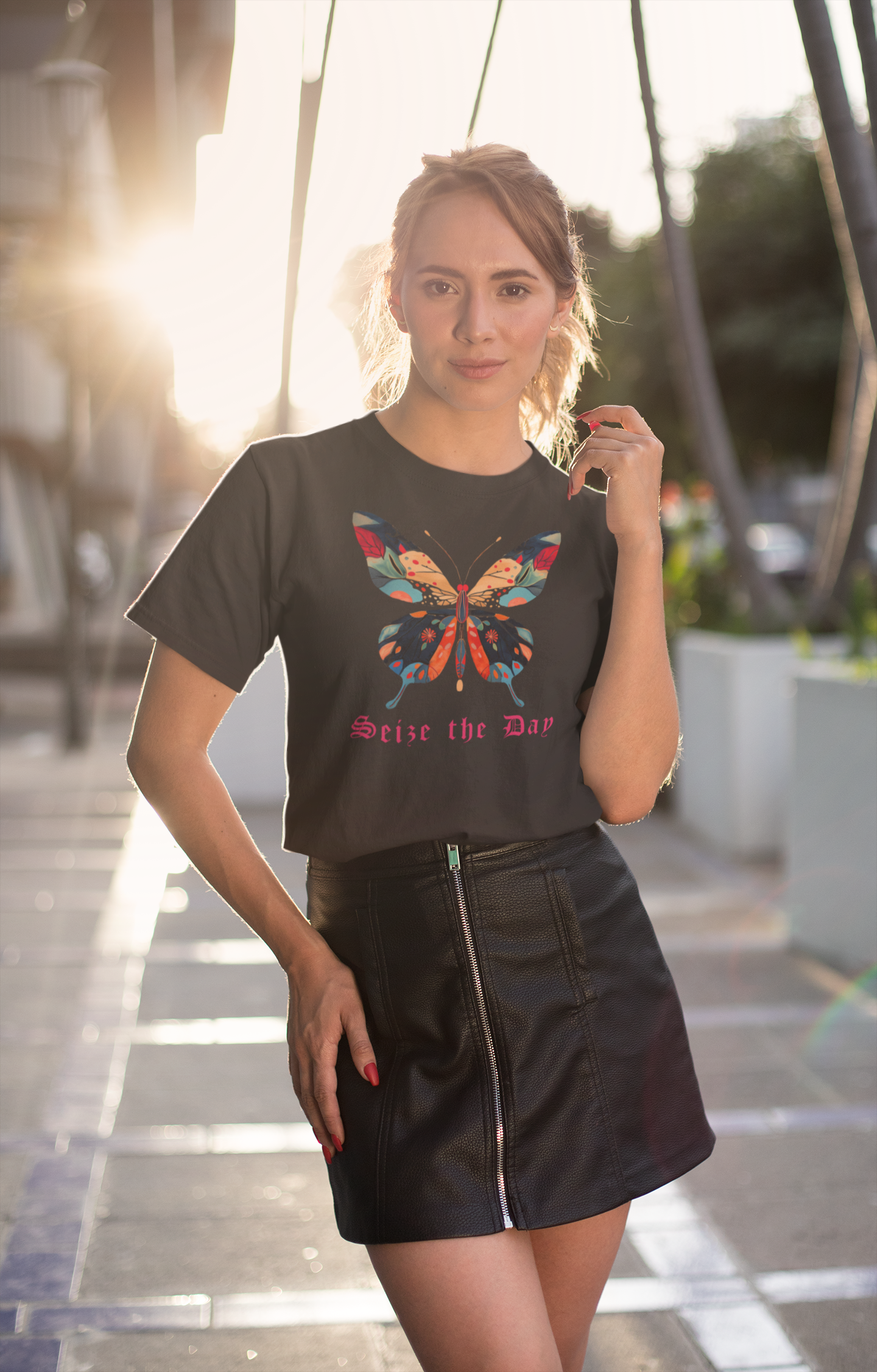 Butterfly Colorful Gothic Premium Cotton Tshirt