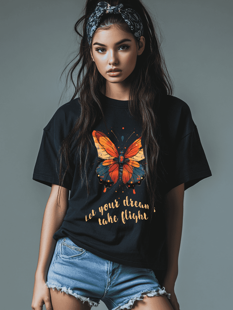 Butterfly Artwork Watercolor Premium Oversized Cotton Tshirt