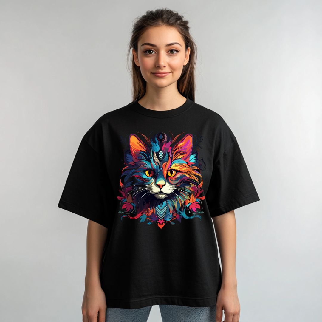 Oversized Cat Art Tee