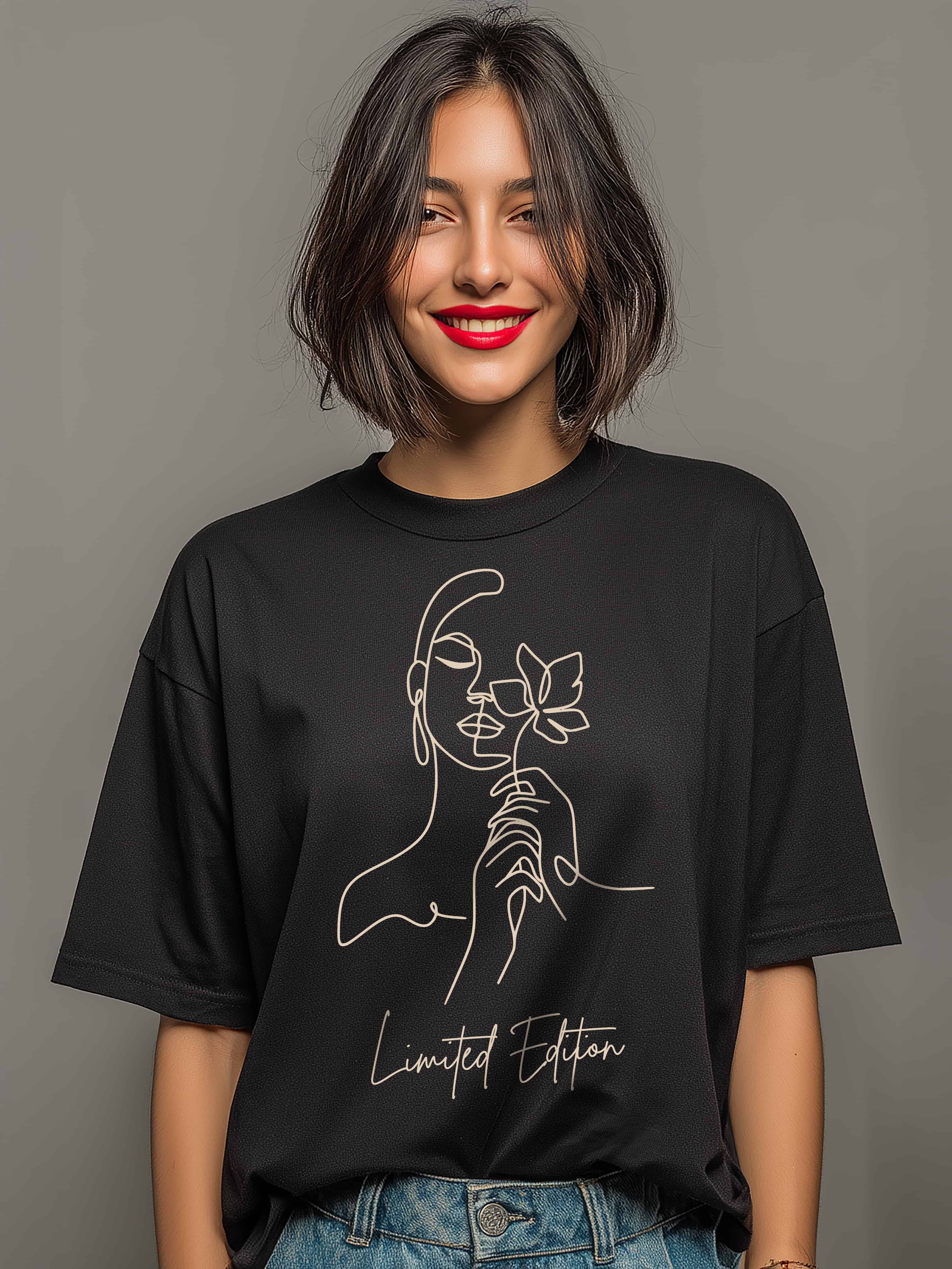 Limited Edition Women's Oversized Cotton T-shirt with Minimalistic Women