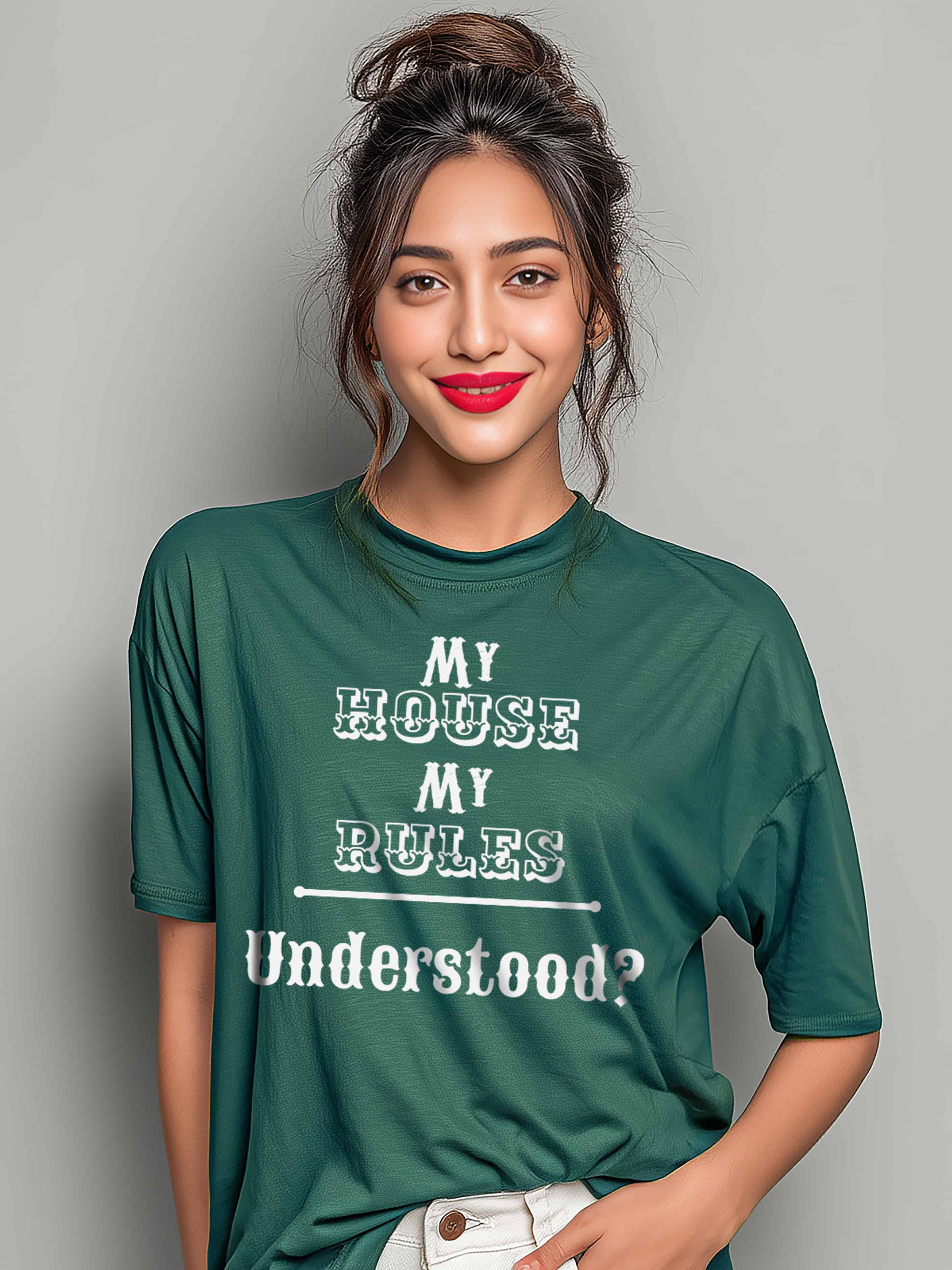"My House My Rules" Cotton Oversized Women's Tee