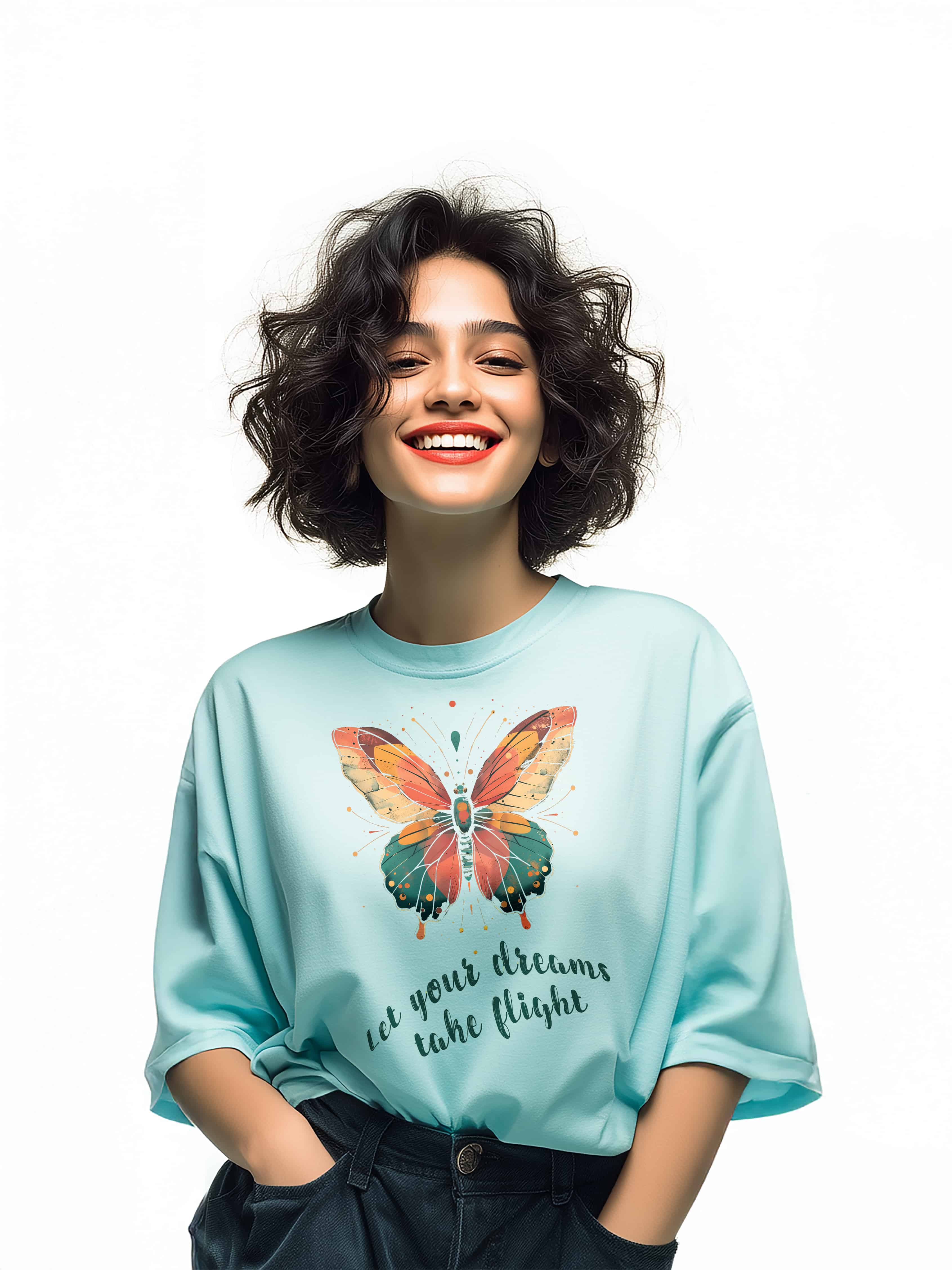 Butterfly Artwork Watercolor Premium Oversized Cotton Tshirt