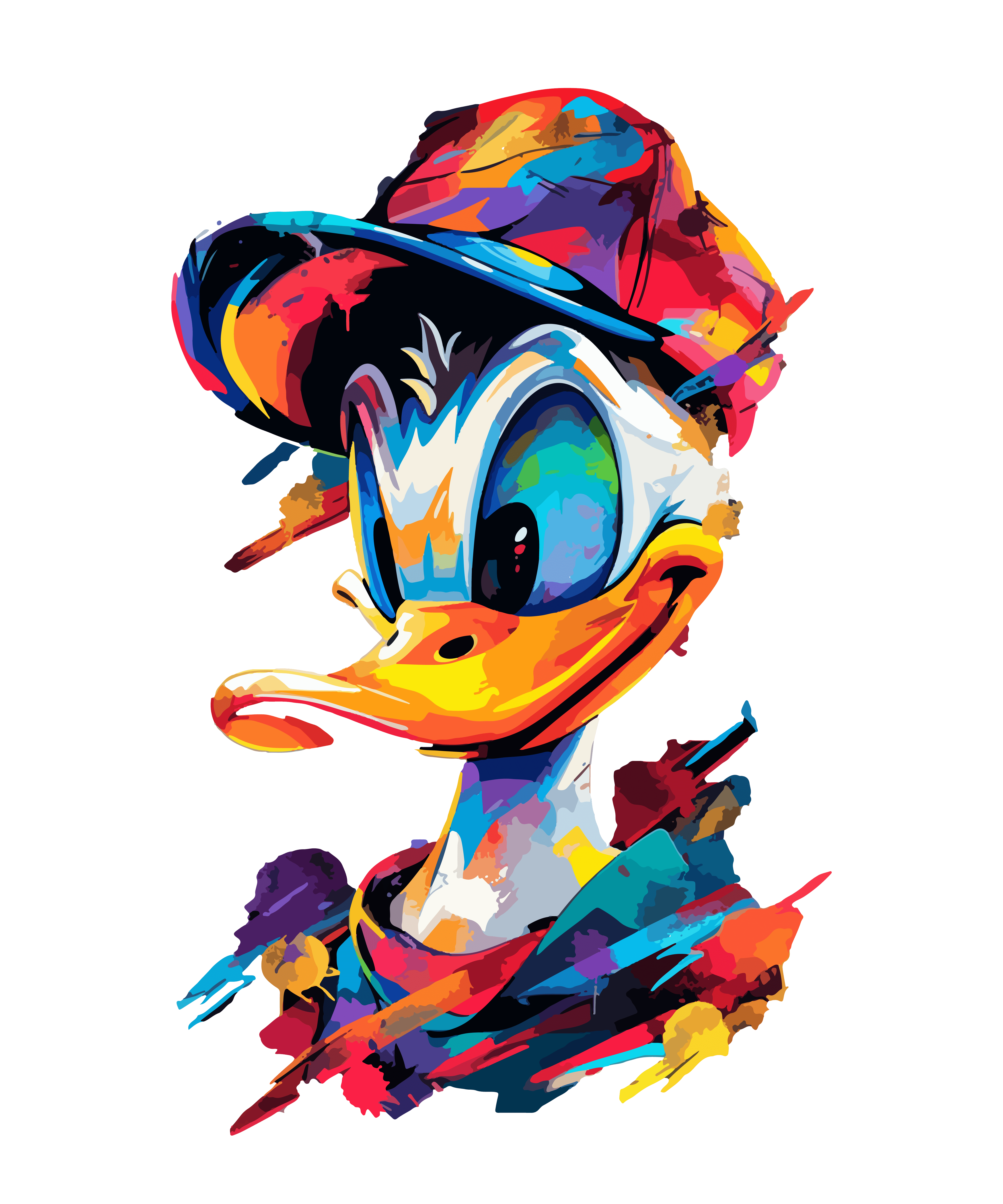 Colorful Donald Duck Holi special Cotton T-Shirt for Women