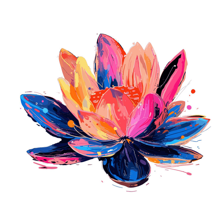Vibrant Colorful Flower Design Women's Cotton  T-Shirt