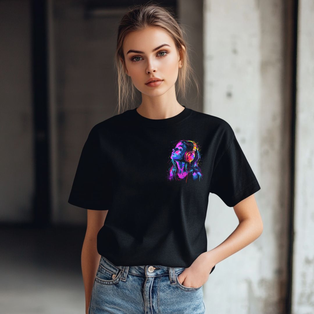 On a Call with My Playlist Trendy Neon Design -Women's Oversized Cotton T-Shirt