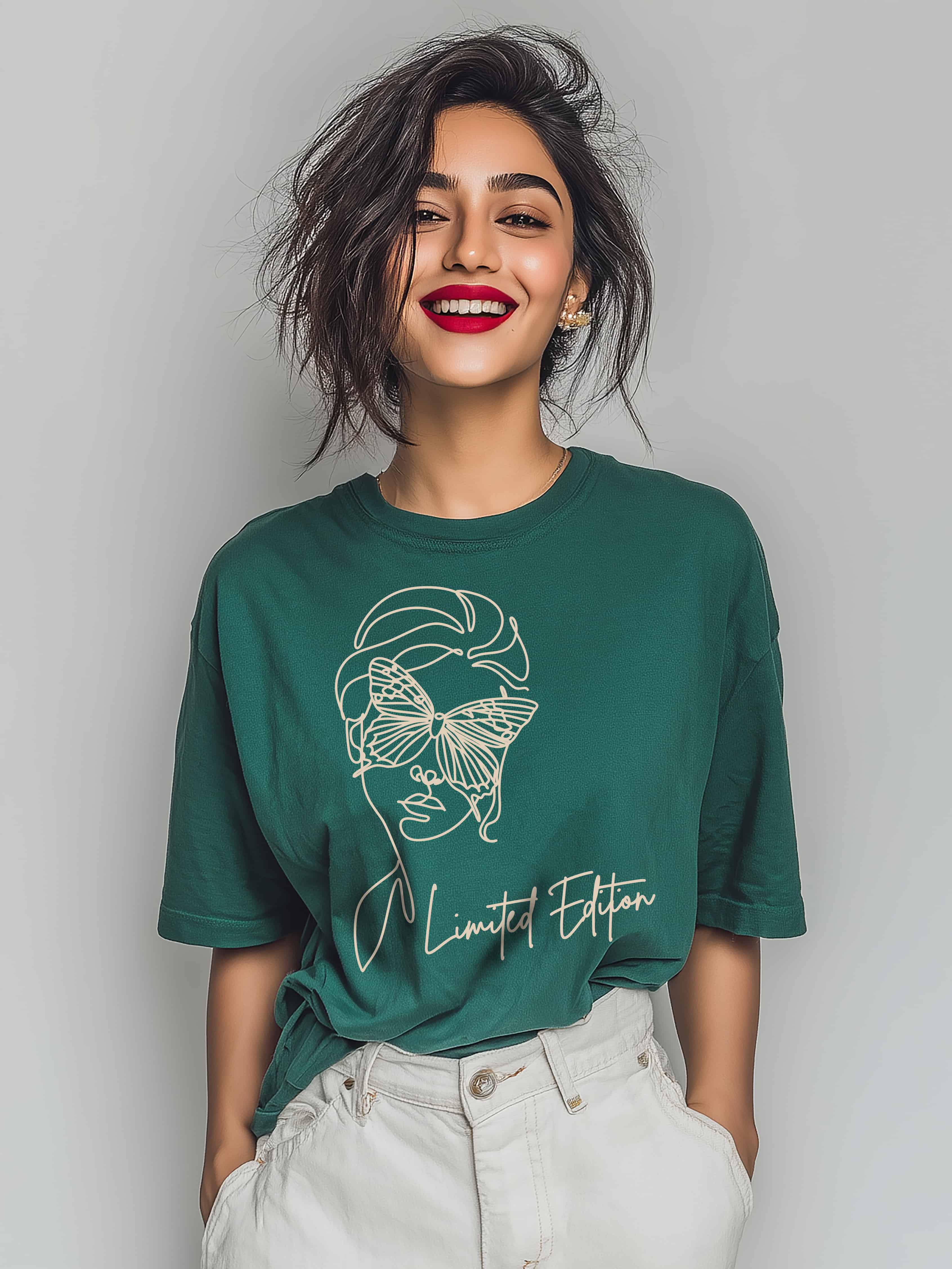 Abstract Butterfly Face Design- Limited Edition Women's Cotton Oversized T-Shirt