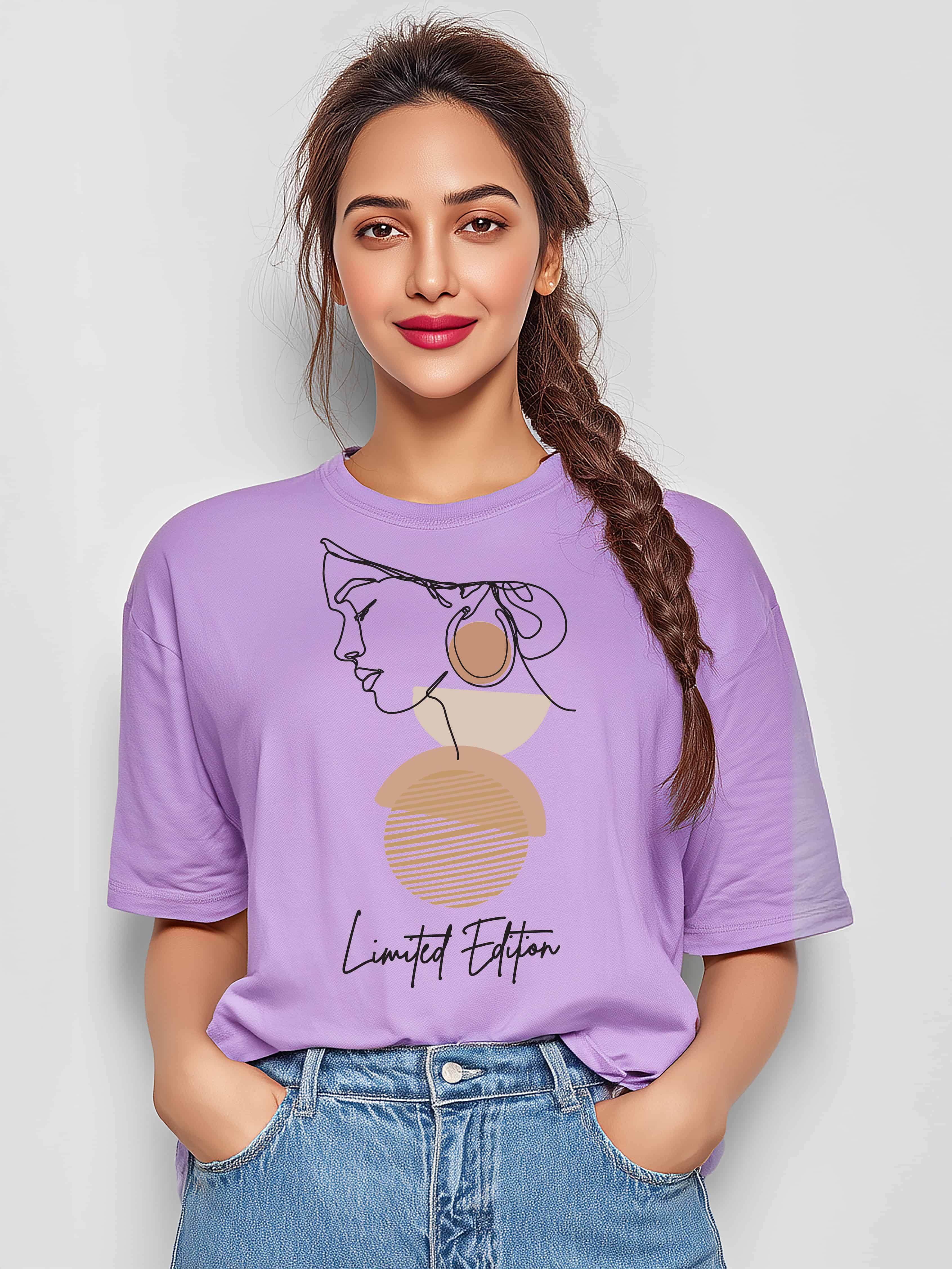 Modern Abstract Line Art Design- Limited Edition Women's Oversized Cotton T-Shirt