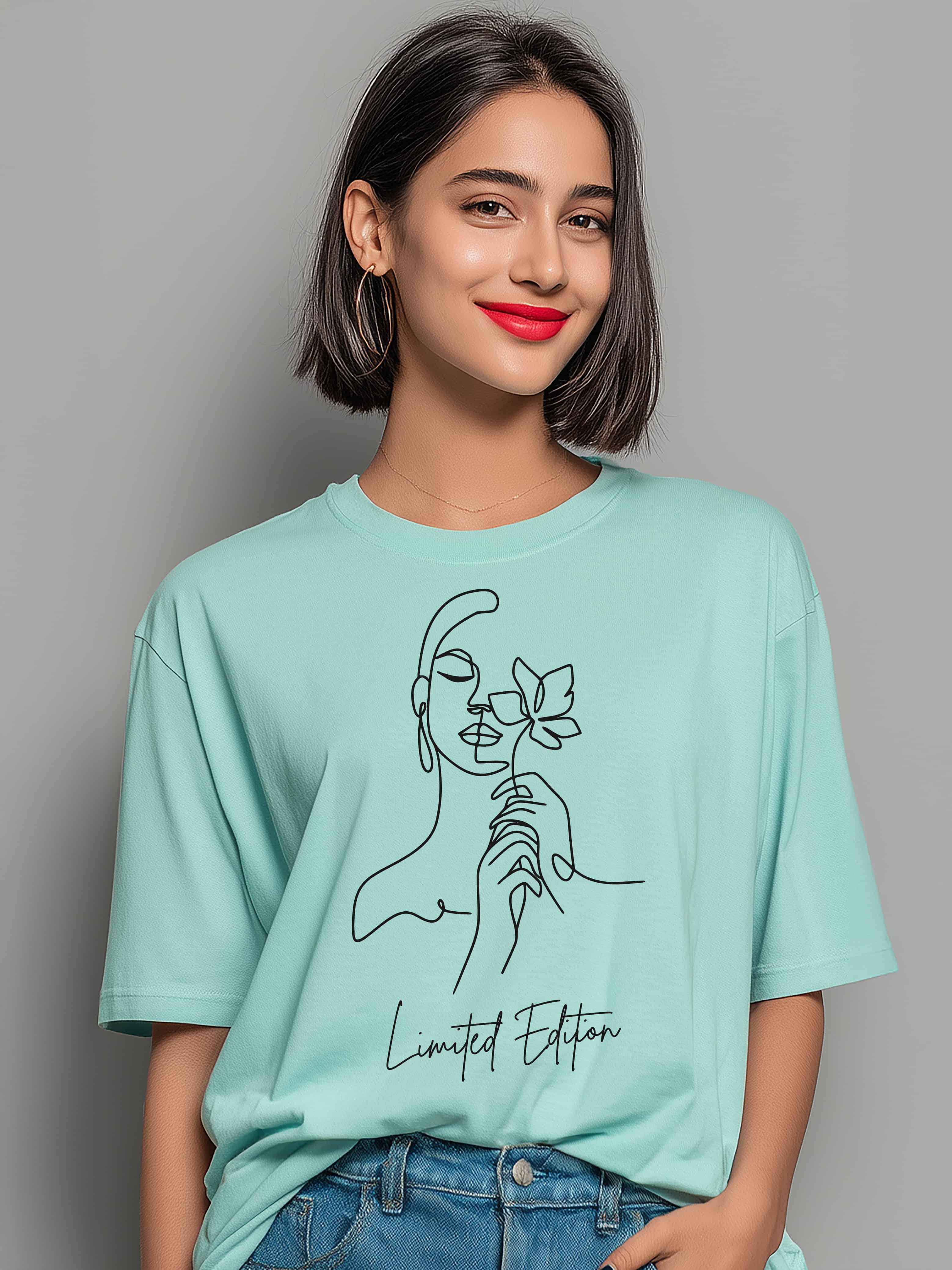 Limited Edition Women's Oversized Cotton T-shirt with Minimalistic Women
