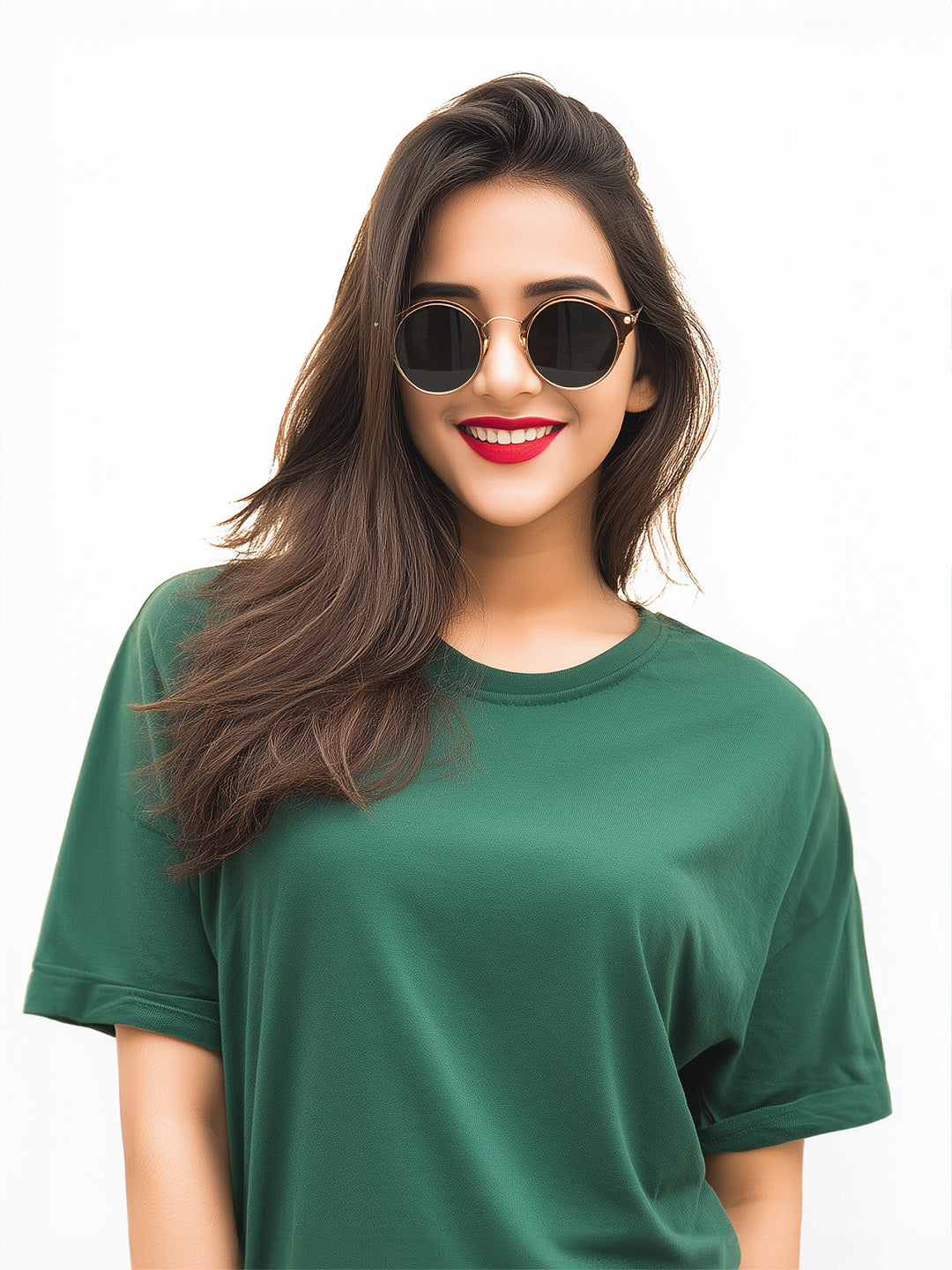 Plain Bottle Green Oversized T-Shirt