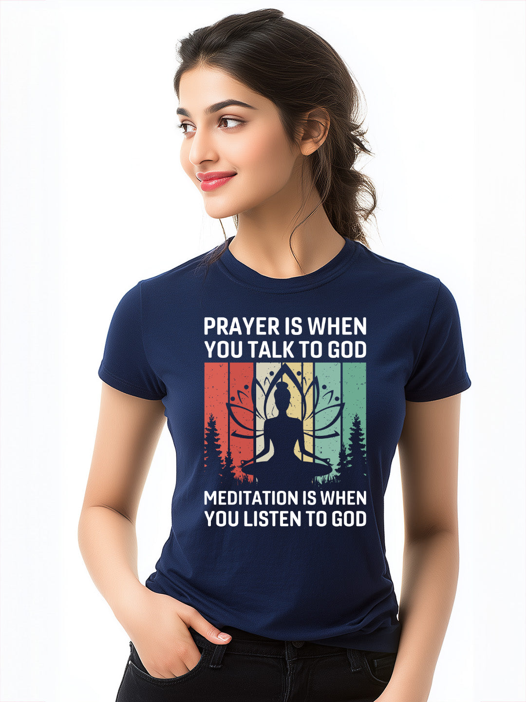"Prayer and Meditation" Women's Graphic Cotton  T-Shirt