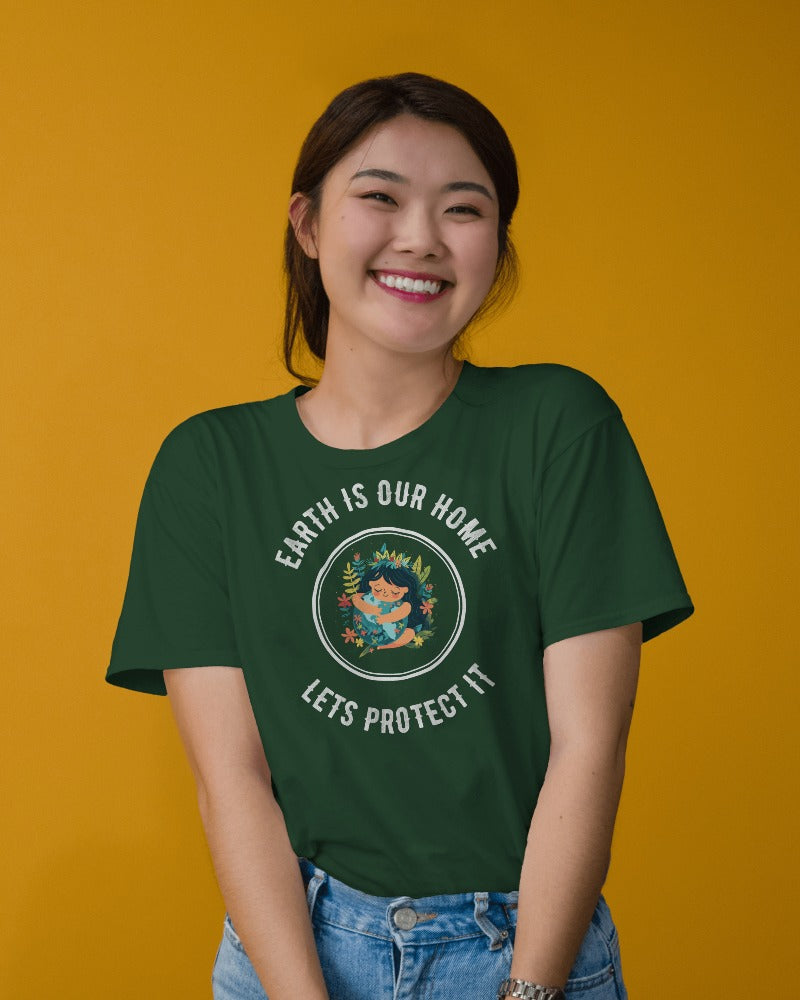 "Earth Is Our Home: Let's Protect It" Women's Cotton T-Shirt