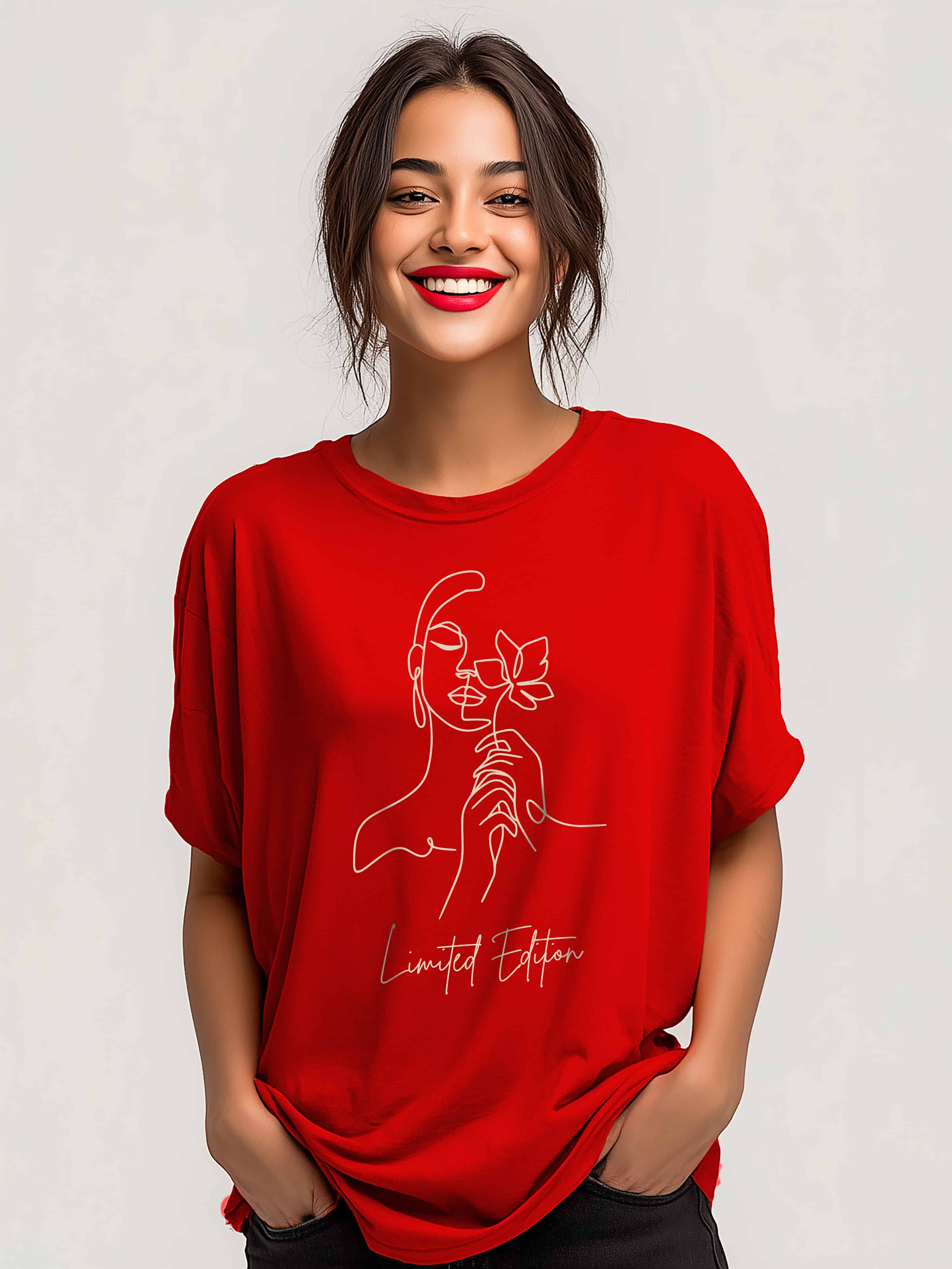 Limited Edition Women's Oversized Cotton T-shirt with Minimalistic Women