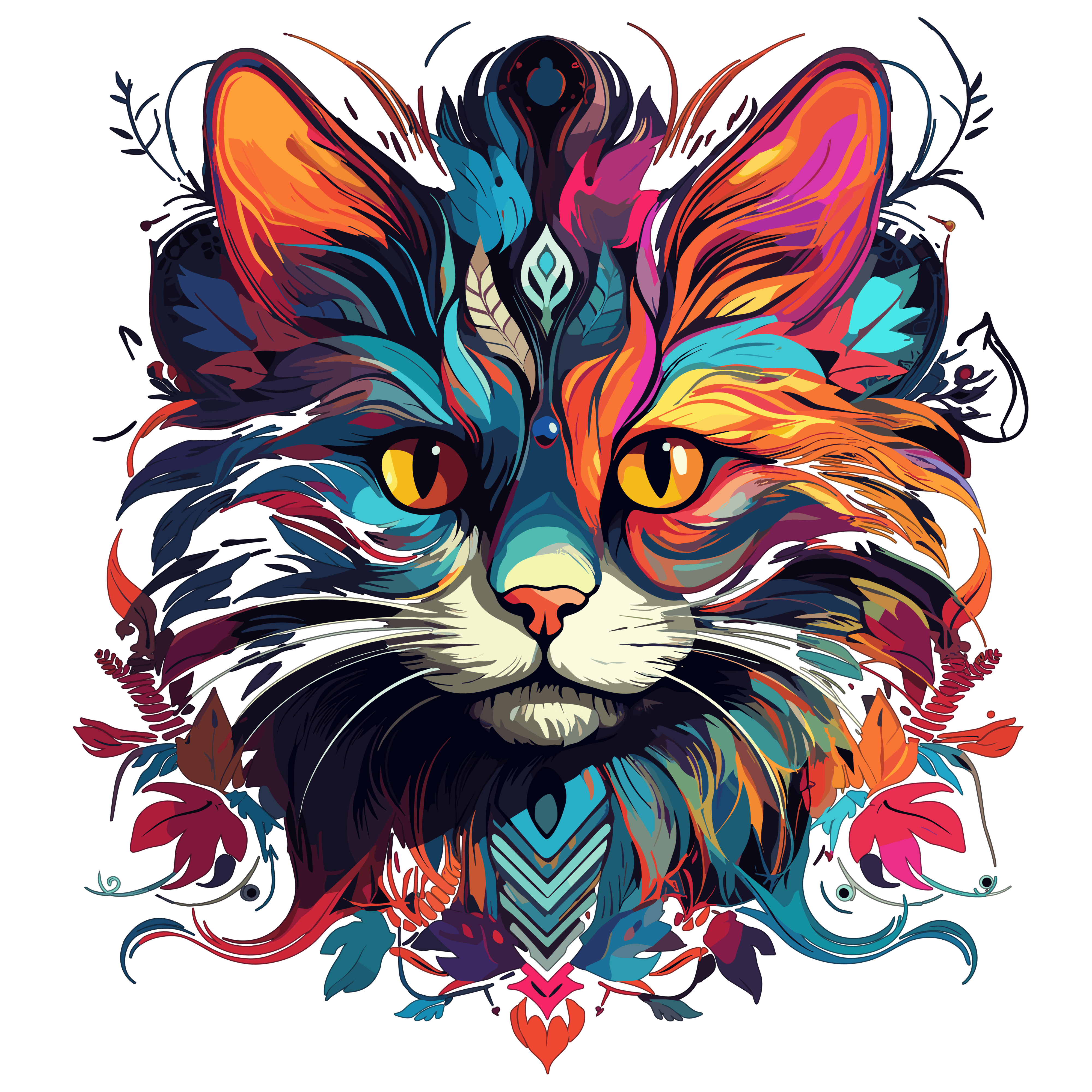 Oversized Cat Art Tee