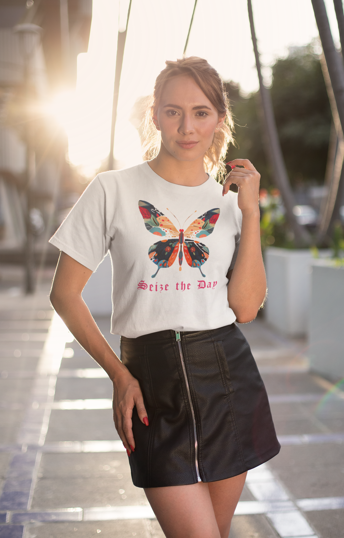 Butterfly Colorful Gothic Premium Cotton Tshirt