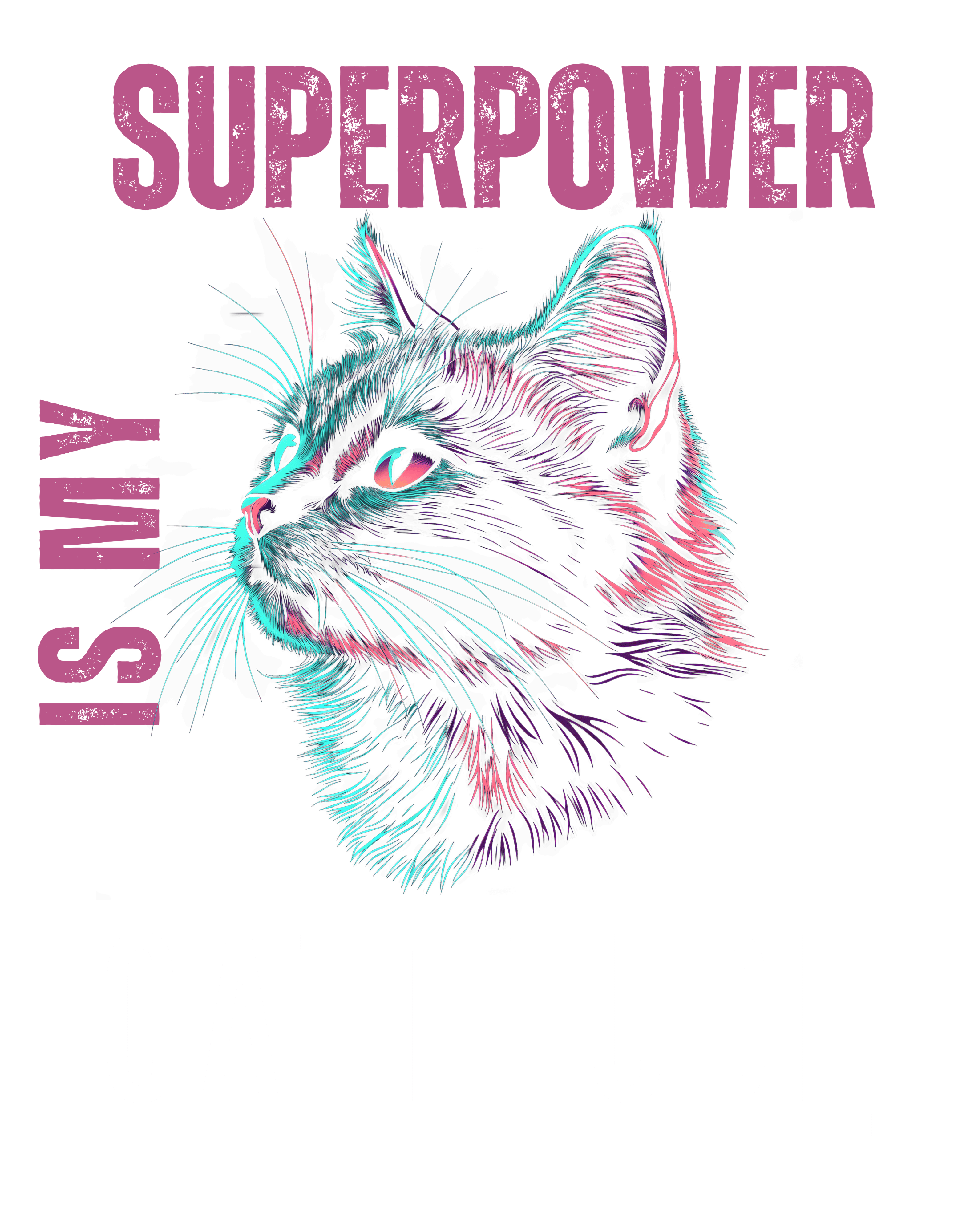 Cattitude Is My Superpower | Oversized Cat Graphic Cotton T-Shirt