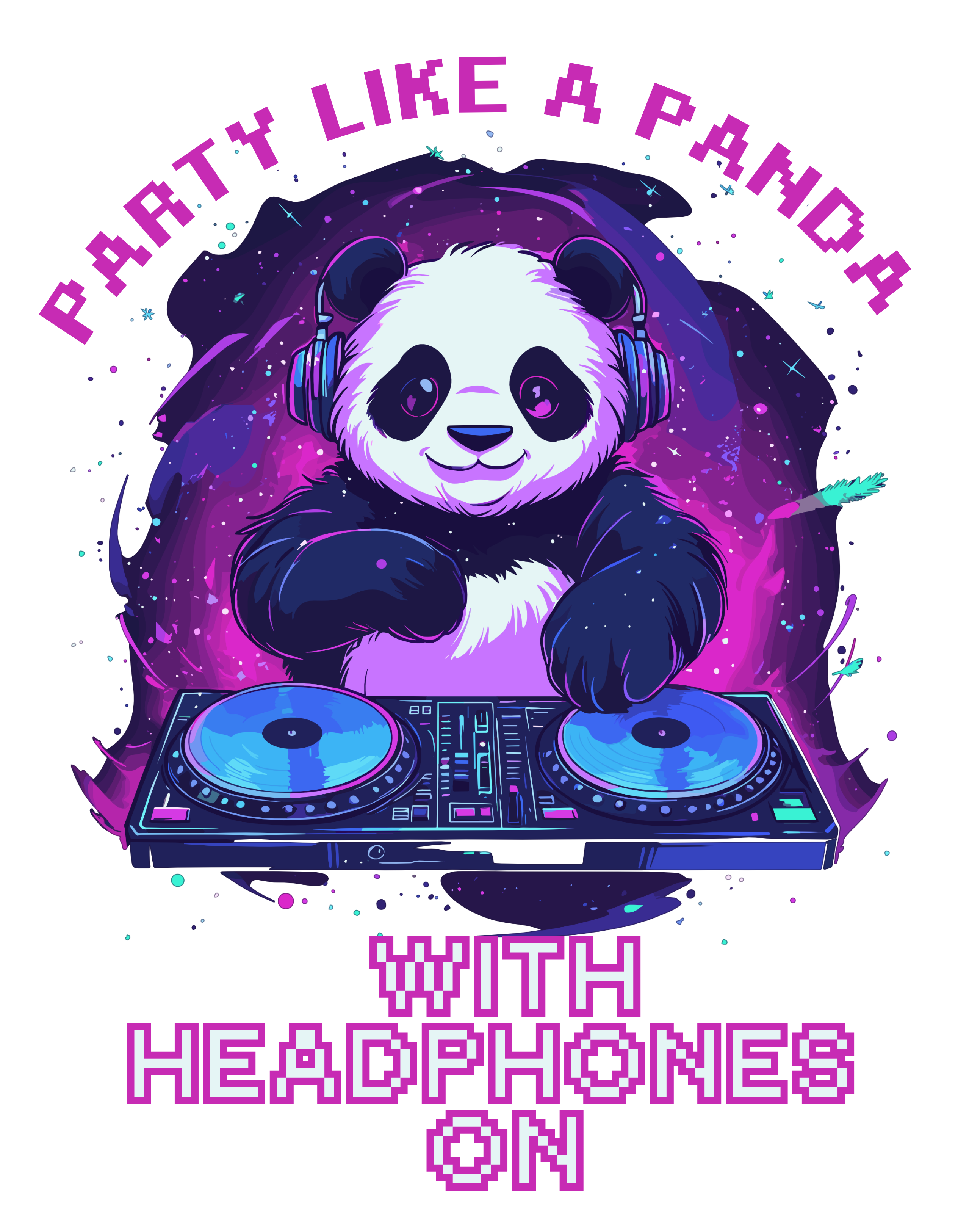 Party Like a Panda with Headphones On | Oversized Women's Graphic Cotton T-Shirt