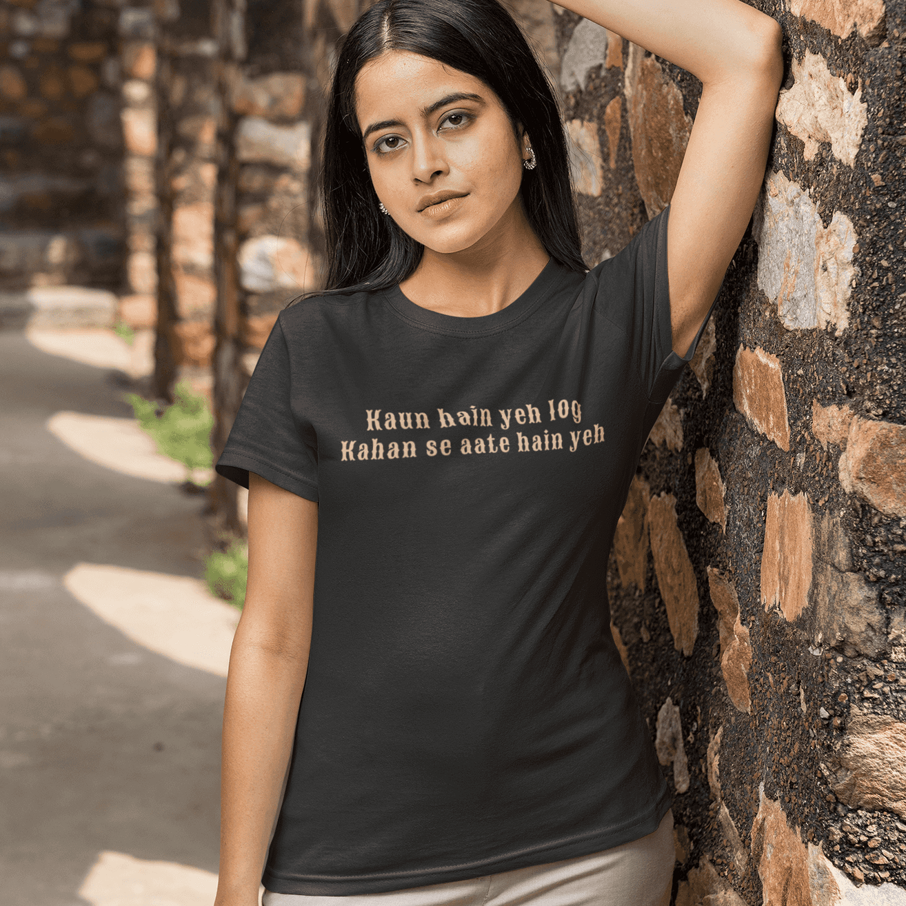 "Kaun Hain Yeh Log Kahaan Se Aate Hain Yeh" Women's Graphic T-Shirt - Mystery Unveiled