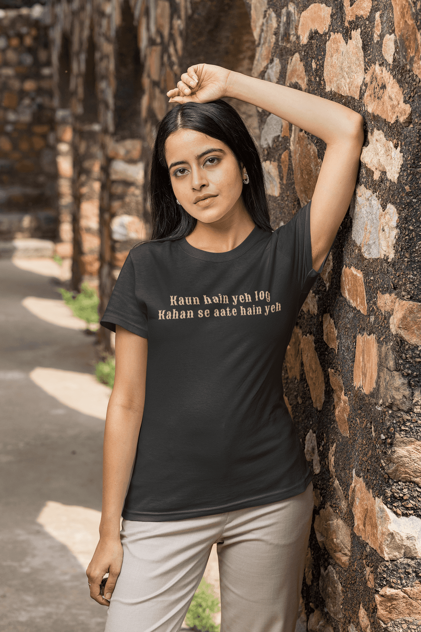 "Kaun Hain Yeh Log Kahaan Se Aate Hain Yeh" Women's Graphic T-Shirt - Mystery Unveiled