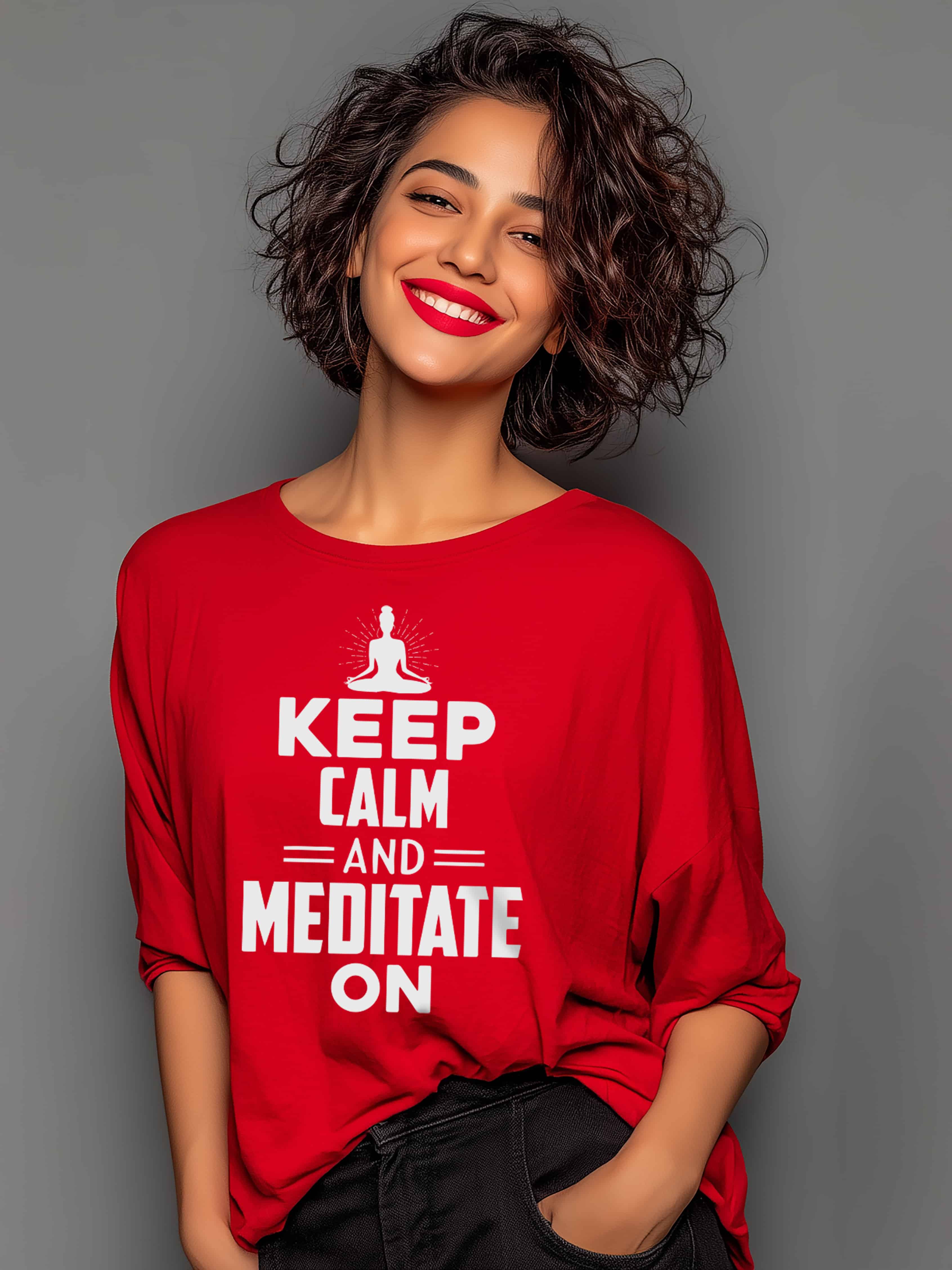 "Keep Calm and Meditate On" Women's Cotton Oversized T-Shirt