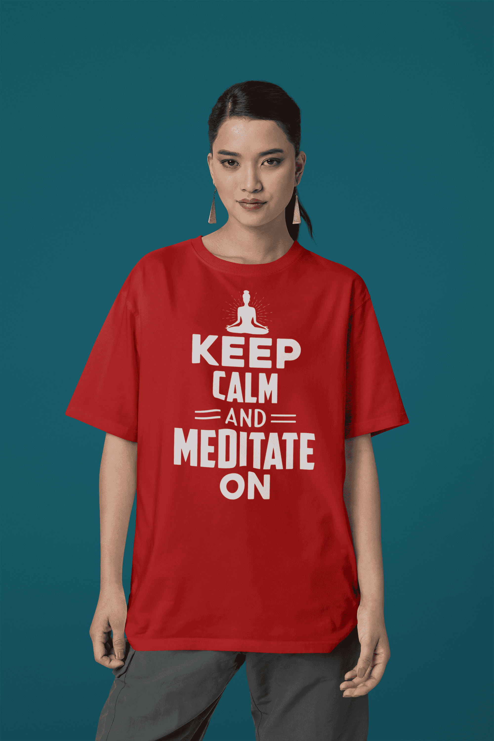 "Keep Calm and Meditate On" Women's Cotton Oversized T-Shirt