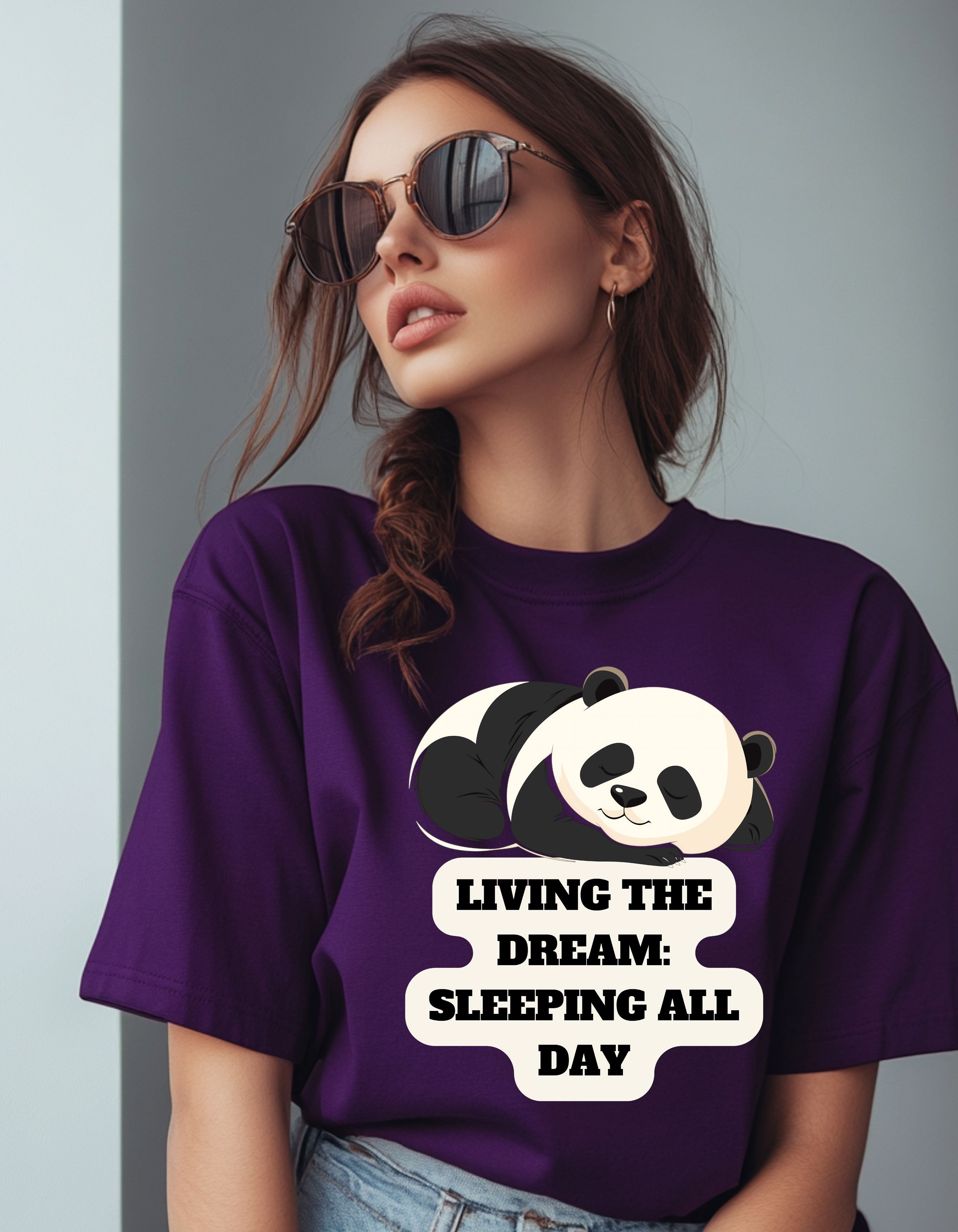 Living the Dream, Sleeping All Day | Oversized Women's Graphic Cotton T-Shirt