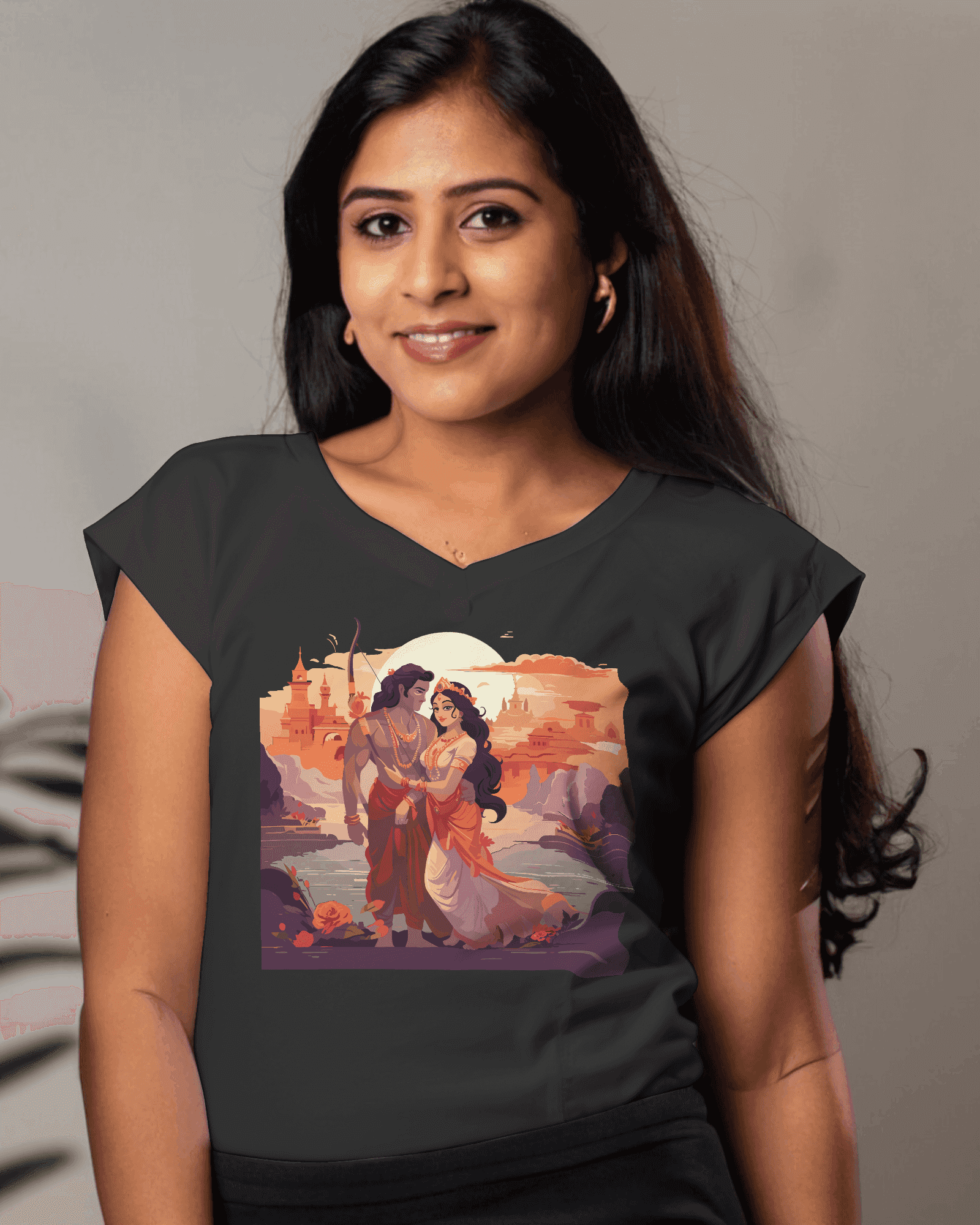 Ram & Sita Women's Divine Love T-Shirt - Ram Aaye Hai Ayodhya Mein