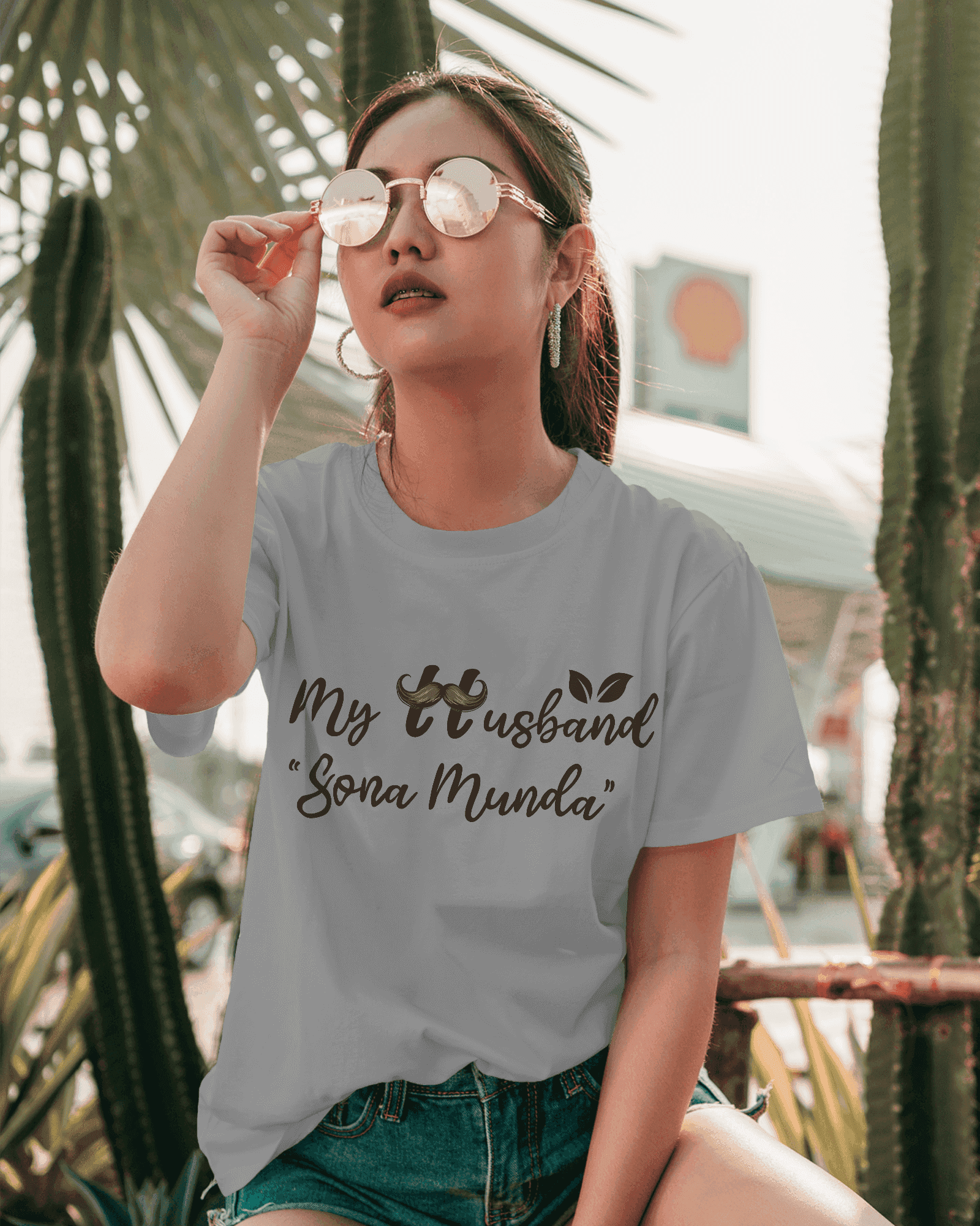 My Husband Sona Munda Women's Cotton T-Shirt