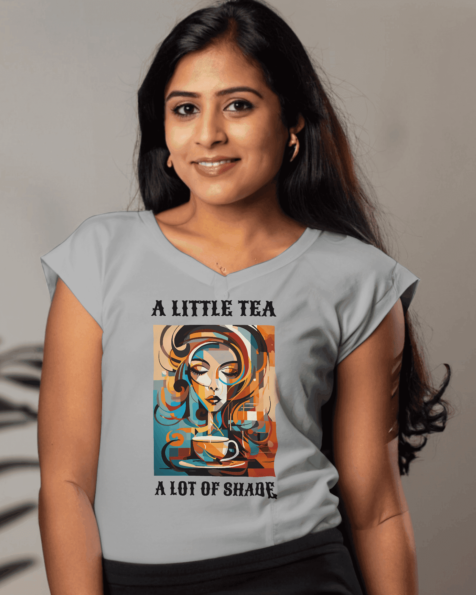 A Little Tea, A Lot of Shade Women's Sassy Cotton T-Shirt