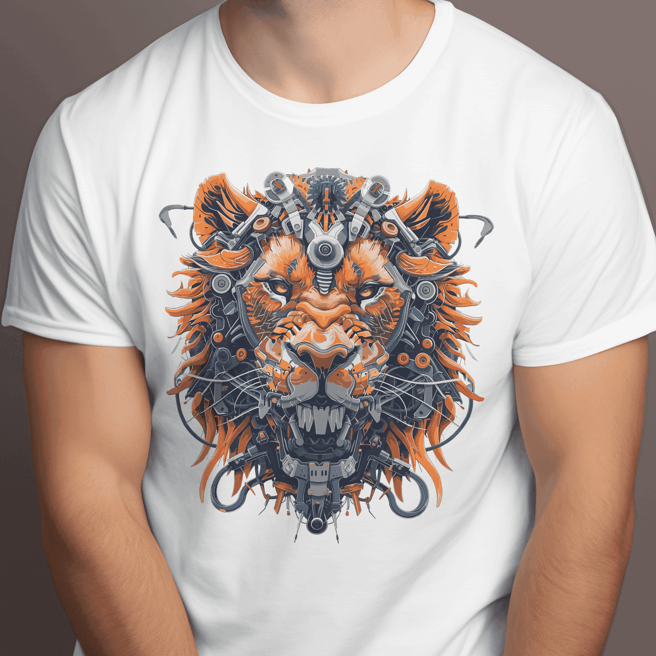 Exclusive Premium Men's T-Shirt Mechanical Lion  - Elite Graphic Design Collection