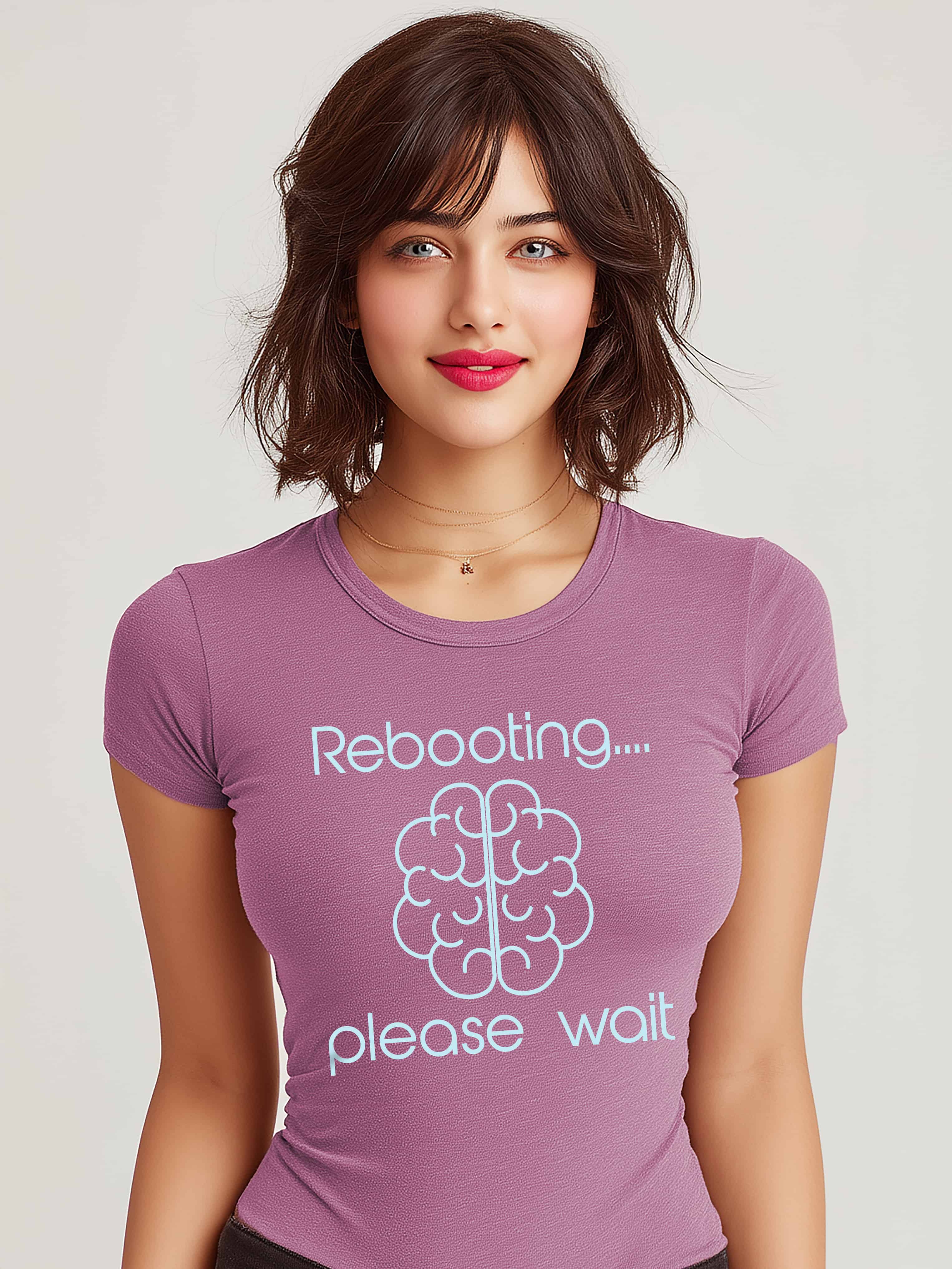 Style yourself with  "Rebooting...Please Wait" Women's Cotton T-Shirts