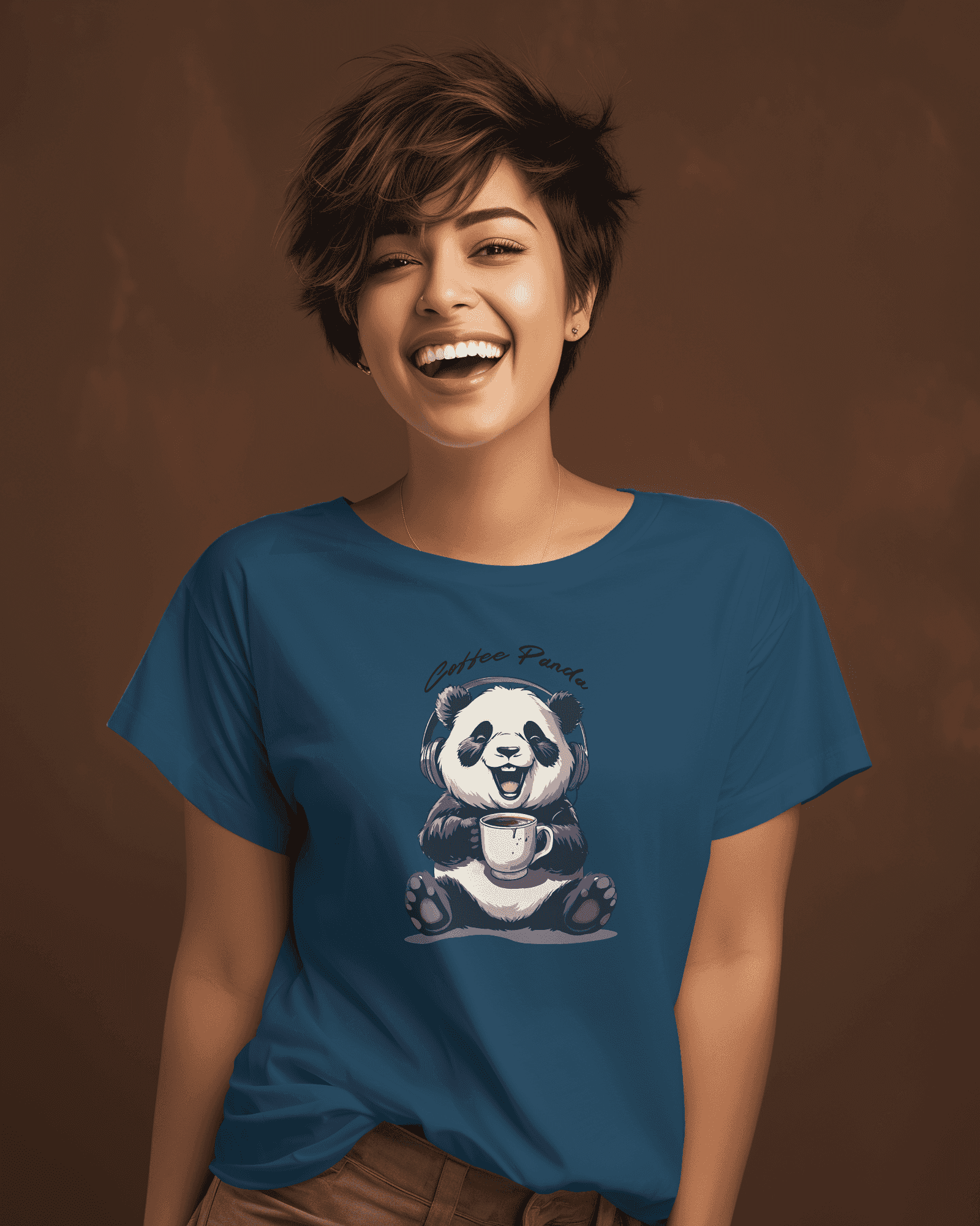 Coffee Panda Women's Graphic Cotton T-Shirt