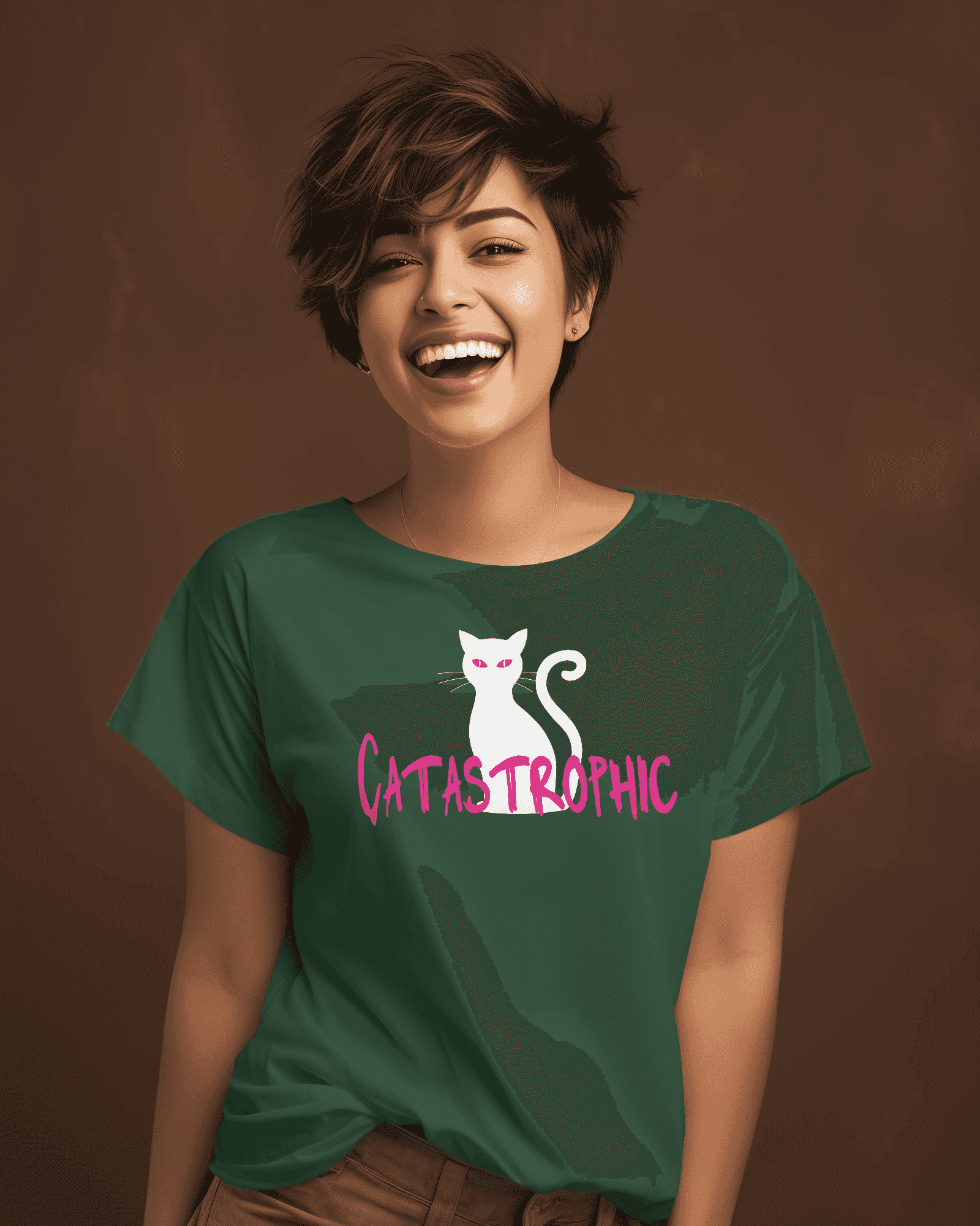 Shop 'Catastrophic' Cat Women's Casual Cotton Tee