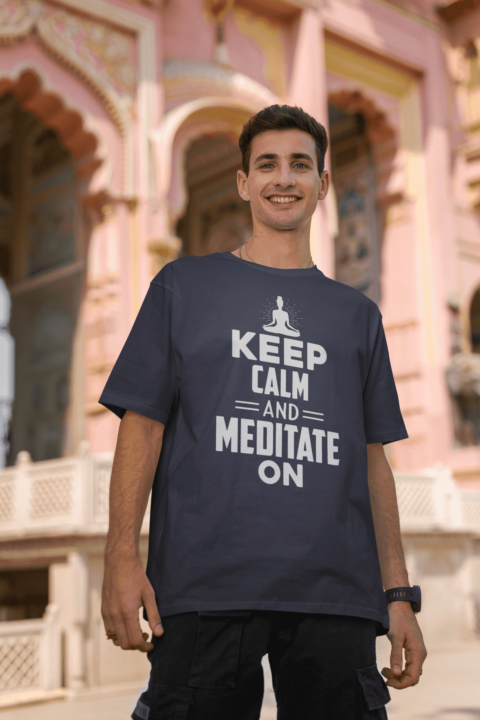 Men's Oversized T-Shirt - "Yoga: "Keep Calm and Meditate On" T-Shirt