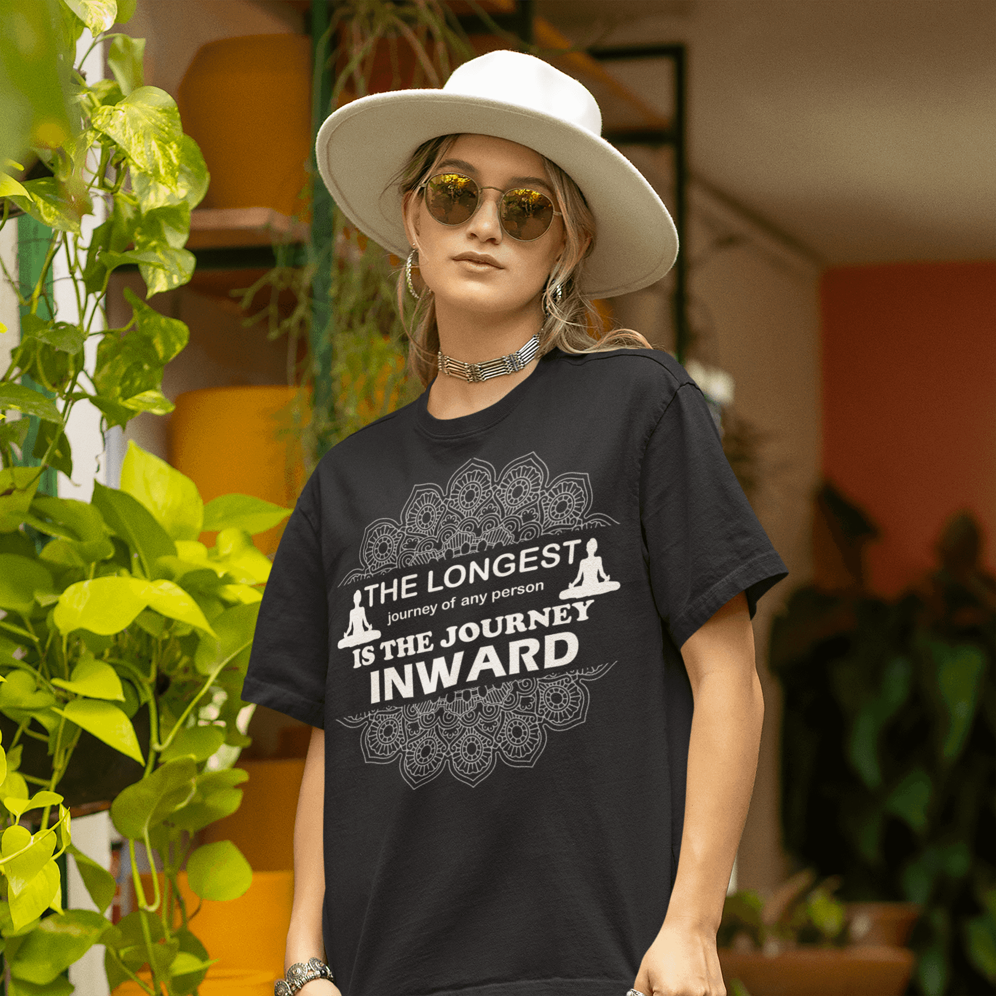 "The Longest Journey Is the Journey Inwards"  Women's Cotton Oversized T-Shirt