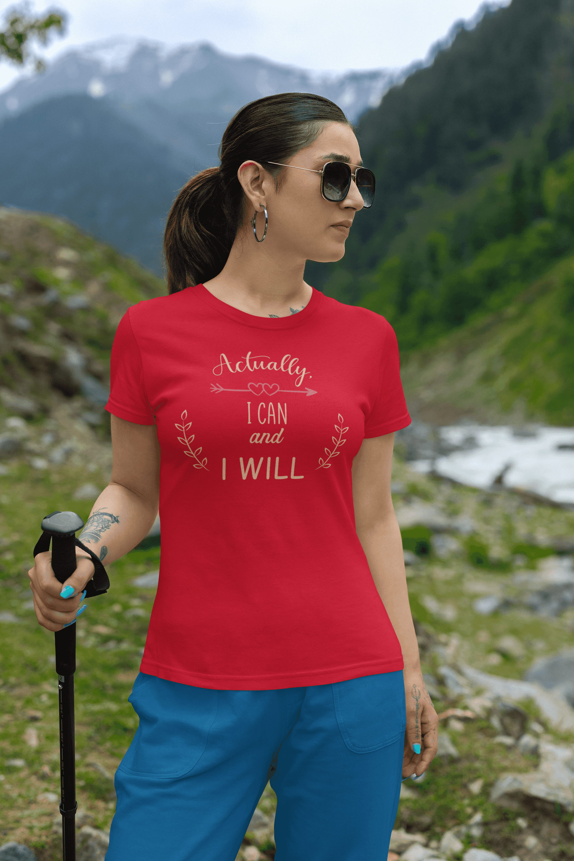 "I Can I Will" Cute Minimal Design Cotton T-Shirt