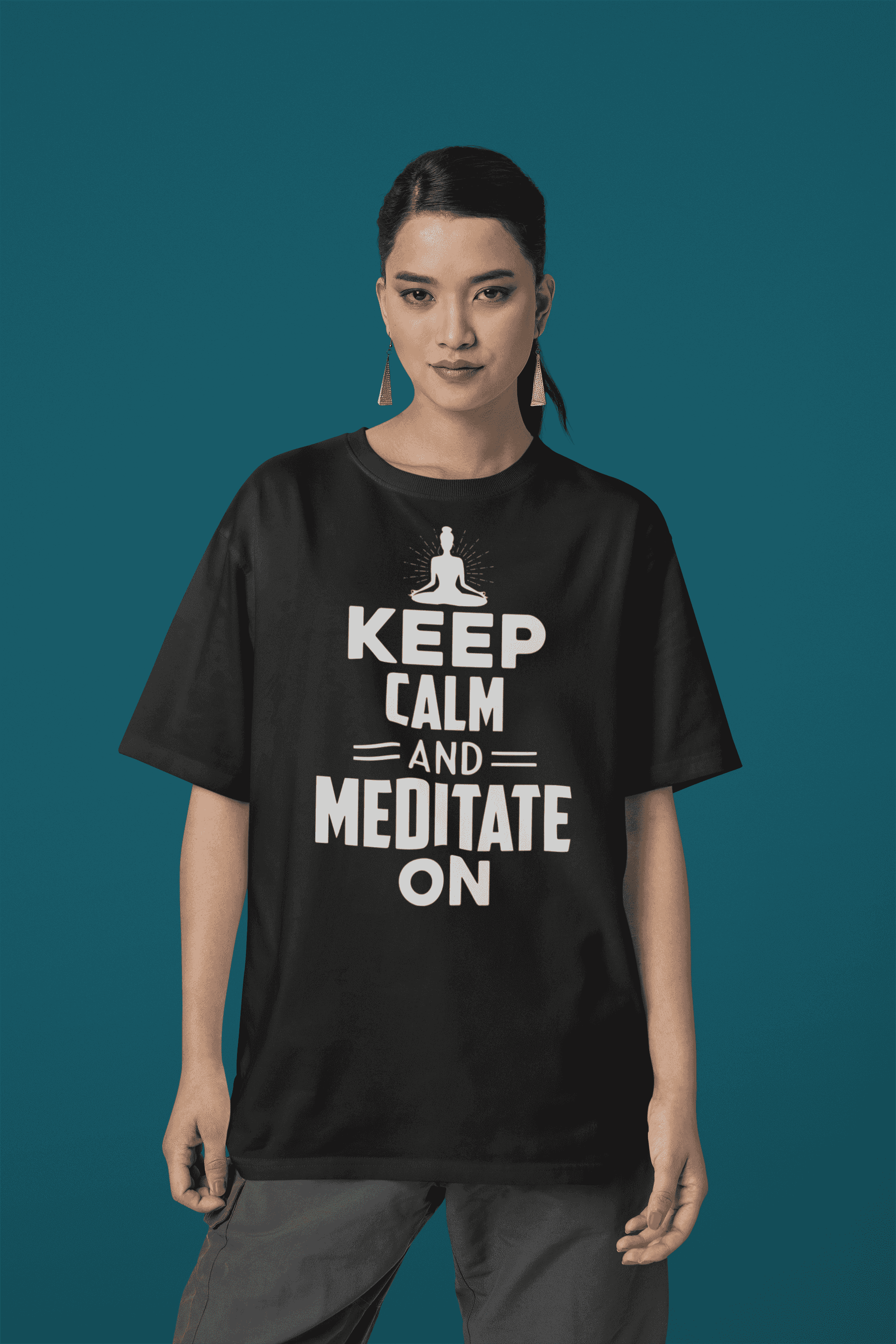 "Keep Calm and Meditate On" Women's Cotton Oversized T-Shirt